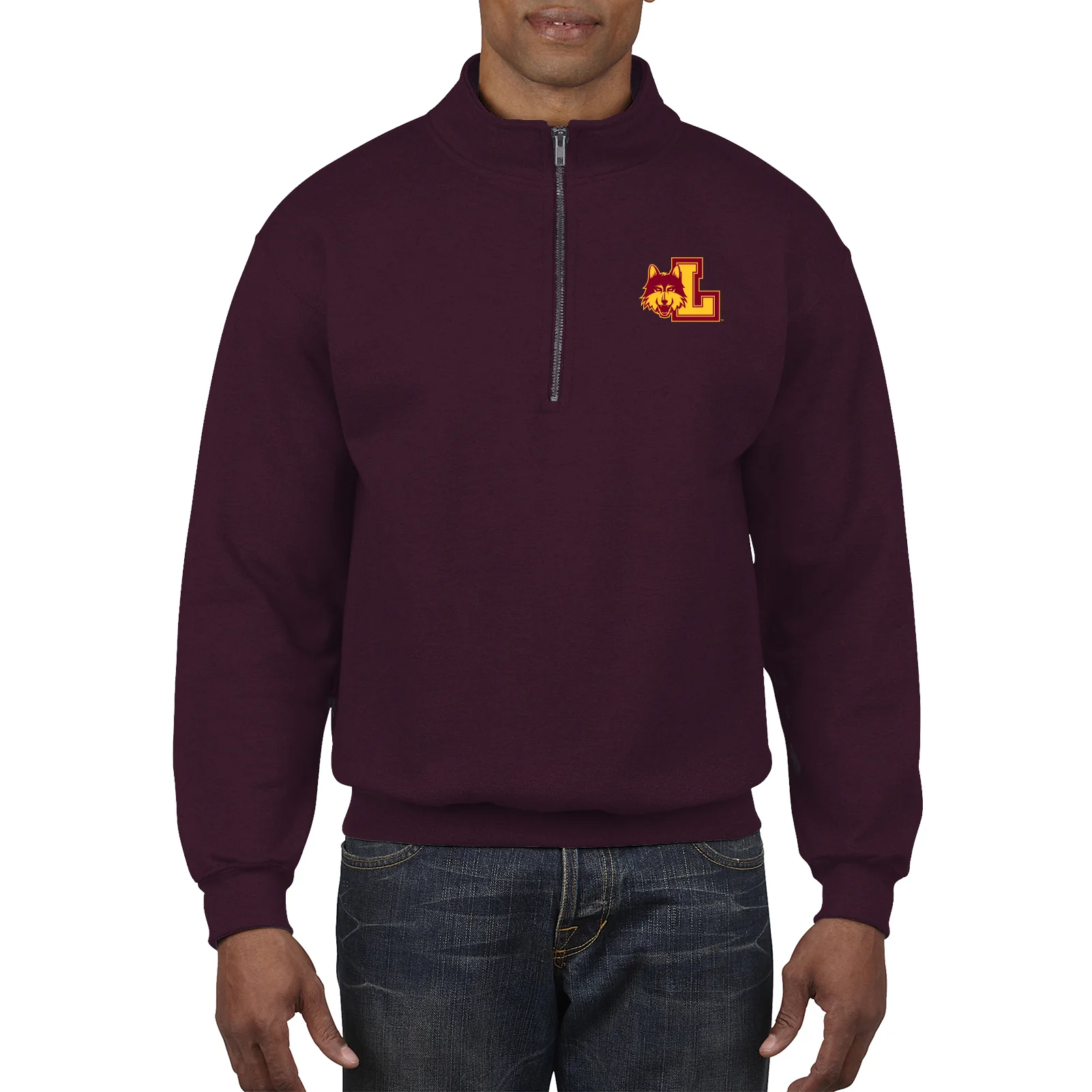 Loyola University Chicago Rambler Left Chest Logo Quarter Zip - Maroon - Image 3