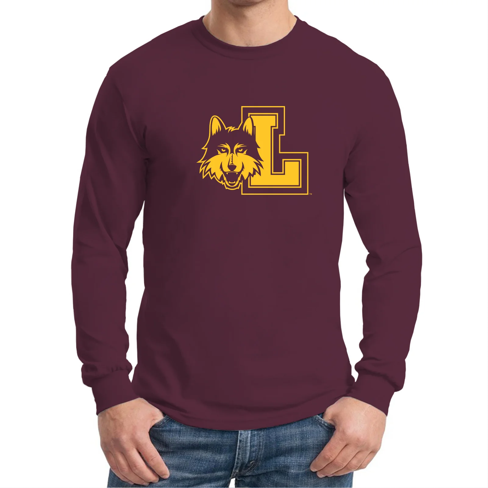 Loyola University Chicago Rambler Logo Long Sleeve T Shirt - Maroon - Image 3