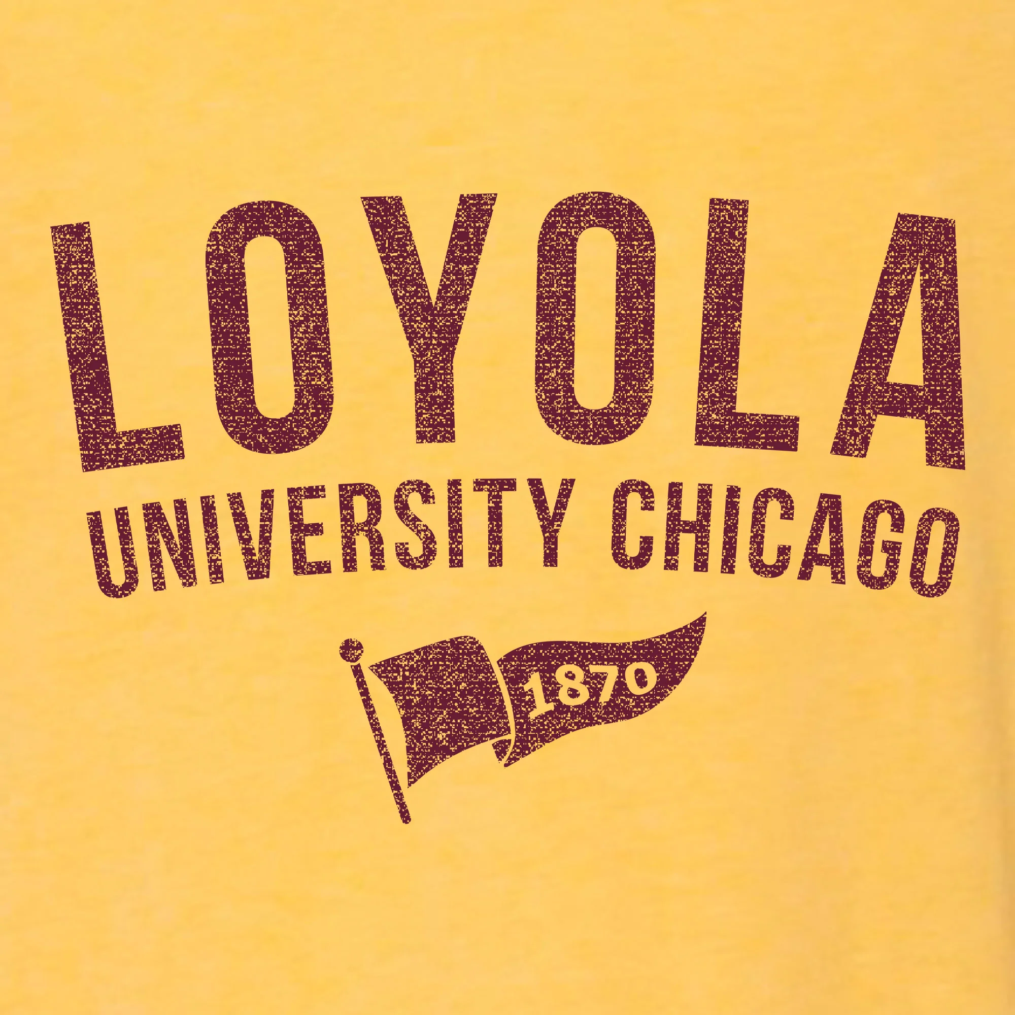 Loyola University Chicago Ramblers 1870 Banner Canvas Short Sleeve Triblend T-Shirt - Yellow Gold - Image 2