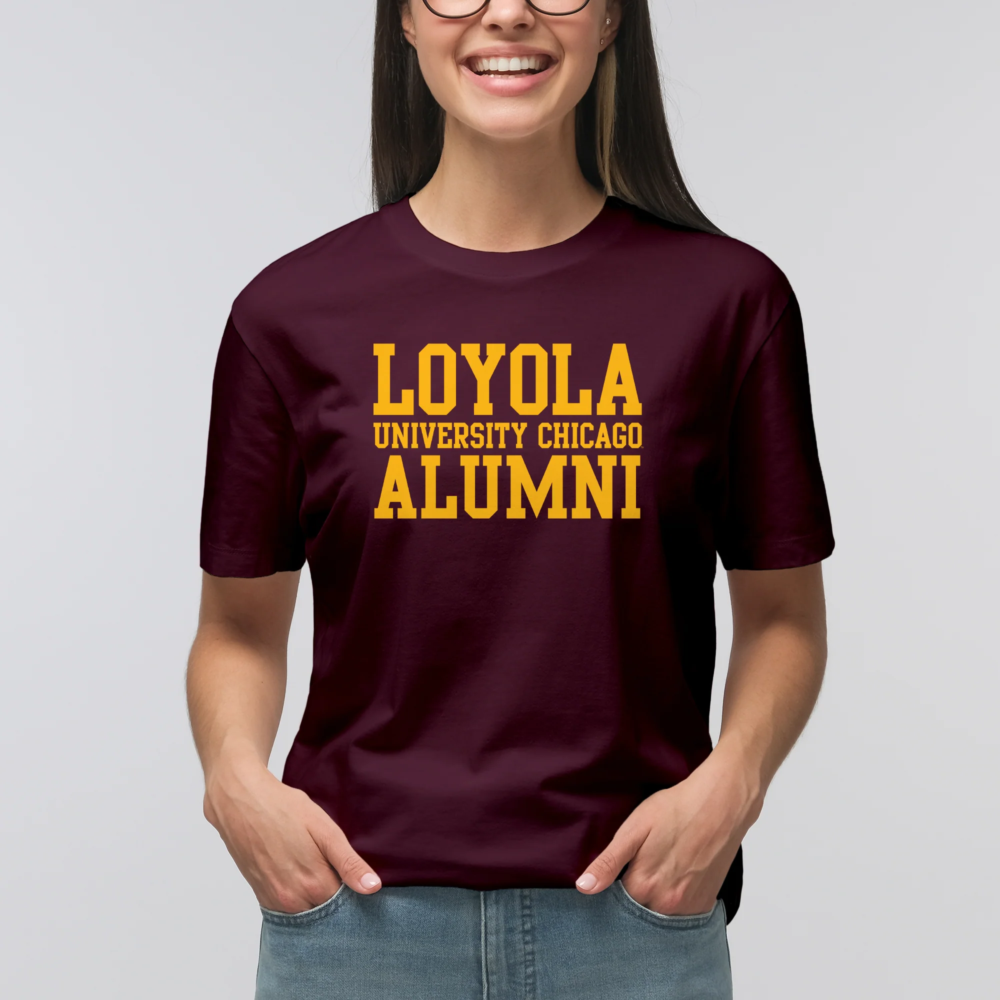 Loyola University Chicago Ramblers Basic Block Alumni Short Sleeve T Shirt - Maroon - Image 4