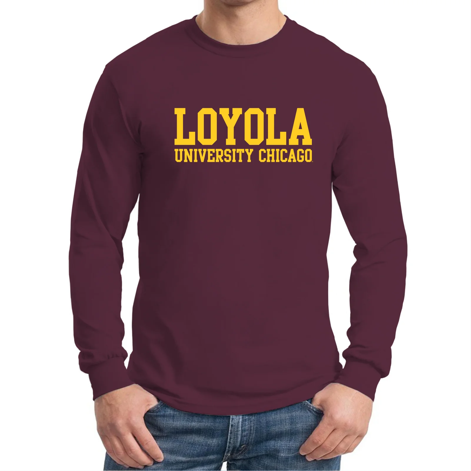 Loyola University Chicago Ramblers Basic Block Long Sleeve T Shirt - Maroon - Image 3