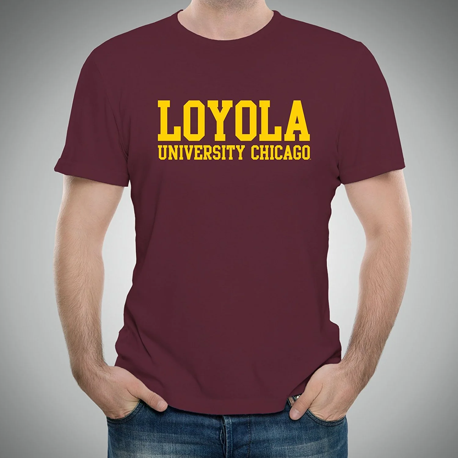 Loyola University Chicago Ramblers Basic Block Short Sleeve T-Shirt - Maroon - Image 3