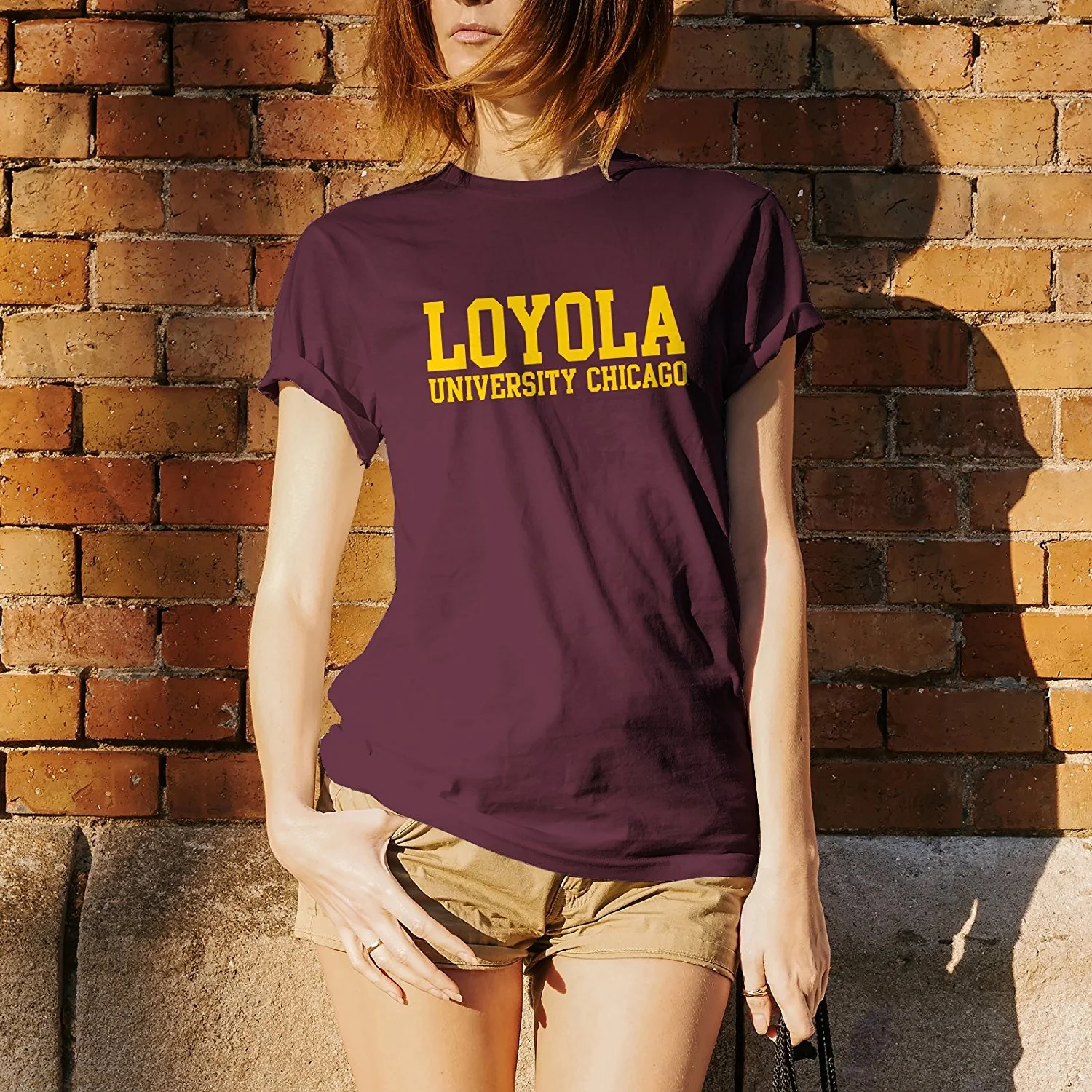 Loyola University Chicago Ramblers Basic Block Short Sleeve T-Shirt - Maroon - Image 4