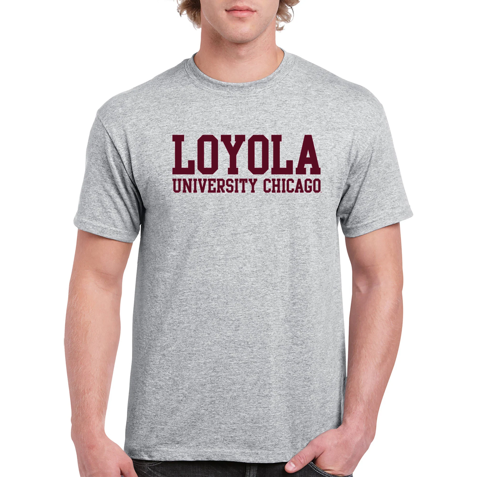 Loyola University Chicago Ramblers Basic Block Short Sleeve T-Shirt - Sport Grey - Image 3