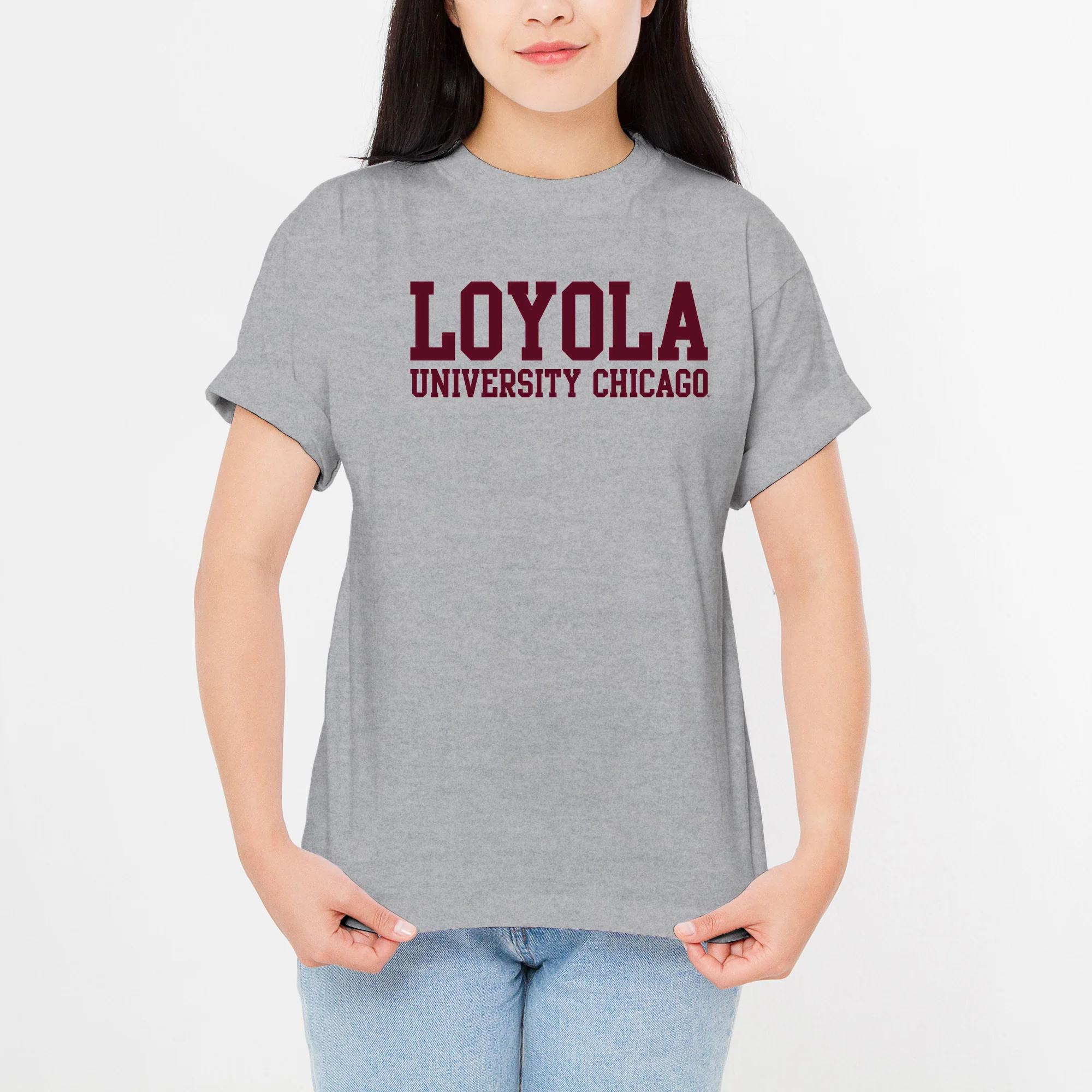 Loyola University Chicago Ramblers Basic Block Short Sleeve T-Shirt - Sport Grey - Image 4