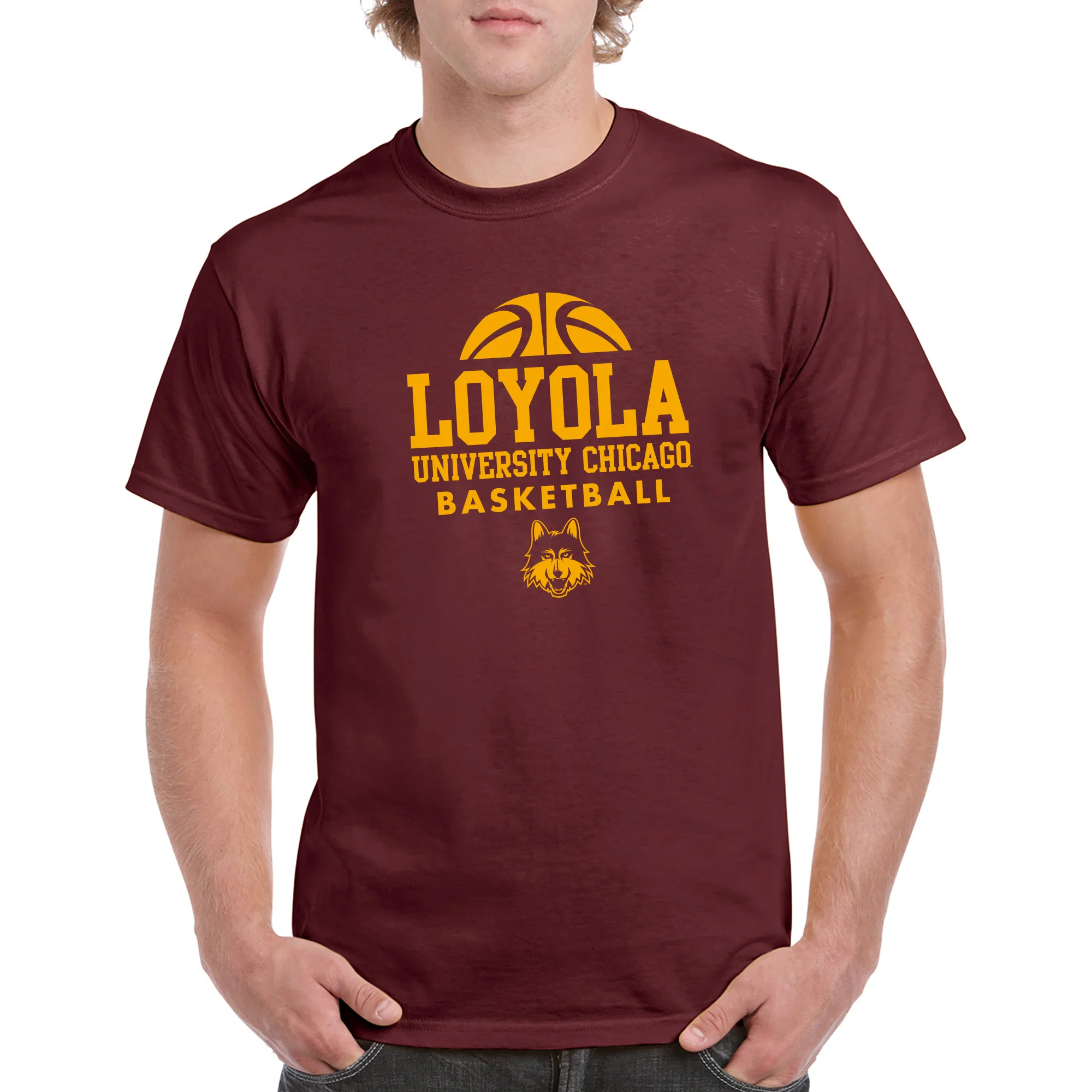 Loyola University Chicago Ramblers Basketball Hype Short Sleeve T Shirt - Maroon - Image 3