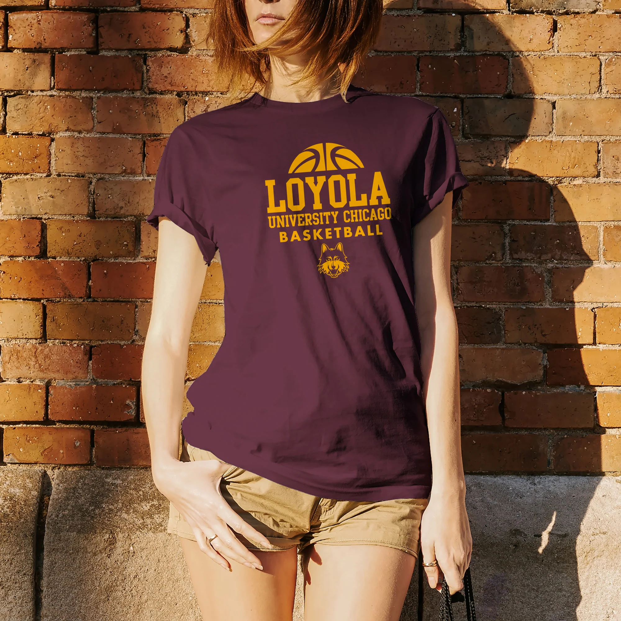 Loyola University Chicago Ramblers Basketball Hype Short Sleeve T Shirt - Maroon - Image 4