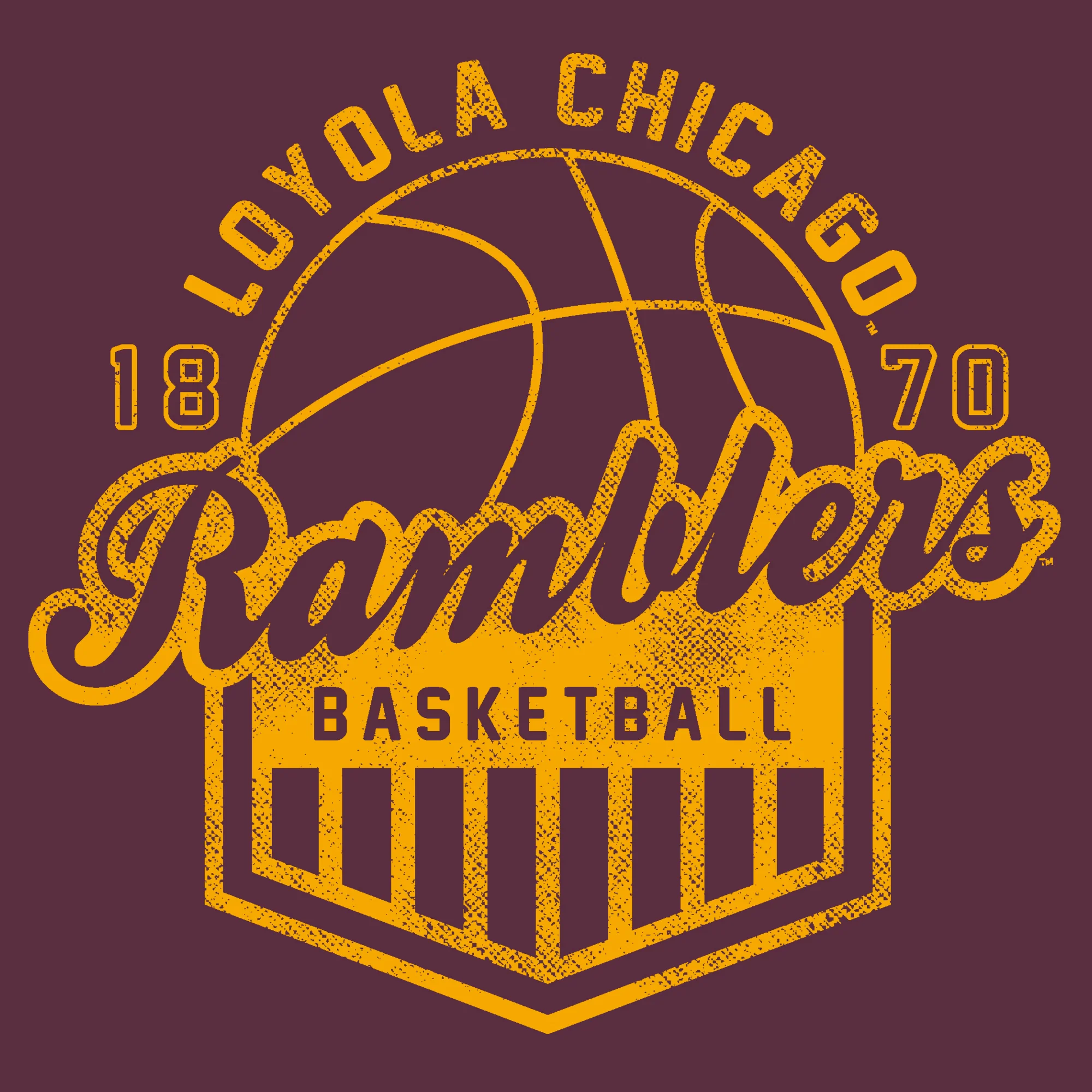 Loyola University Chicago Ramblers Basketball Shield T Shirt - Image 3