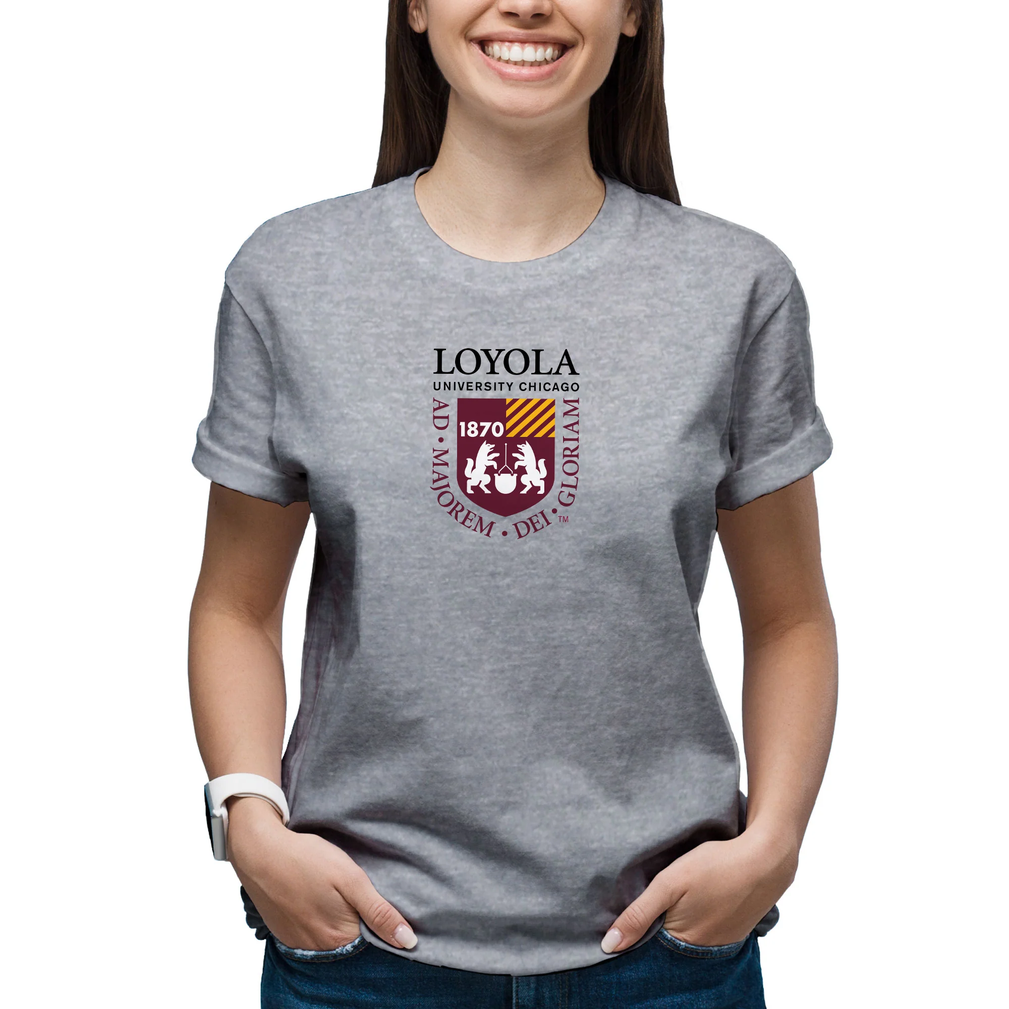 Loyola University Chicago Ramblers Institutional Logo Short Sleeve T Shirt - Sport Grey - Image 4