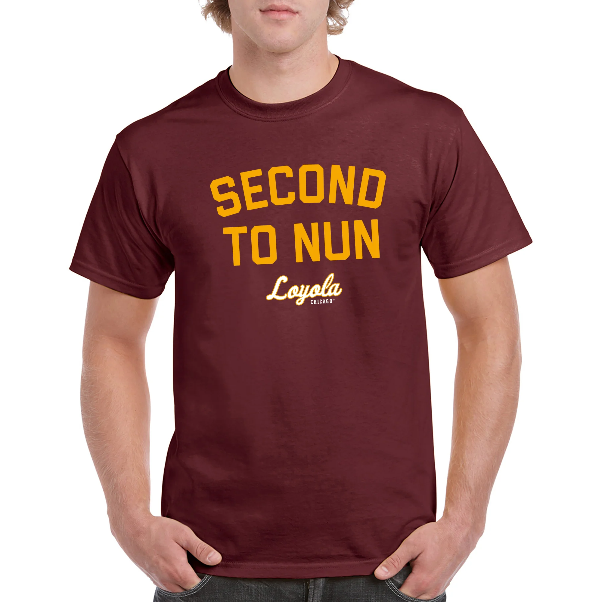 Loyola University Chicago Ramblers Second to Nun Sister Jean Short Sleeve T Shirt - Maroon - Image 3