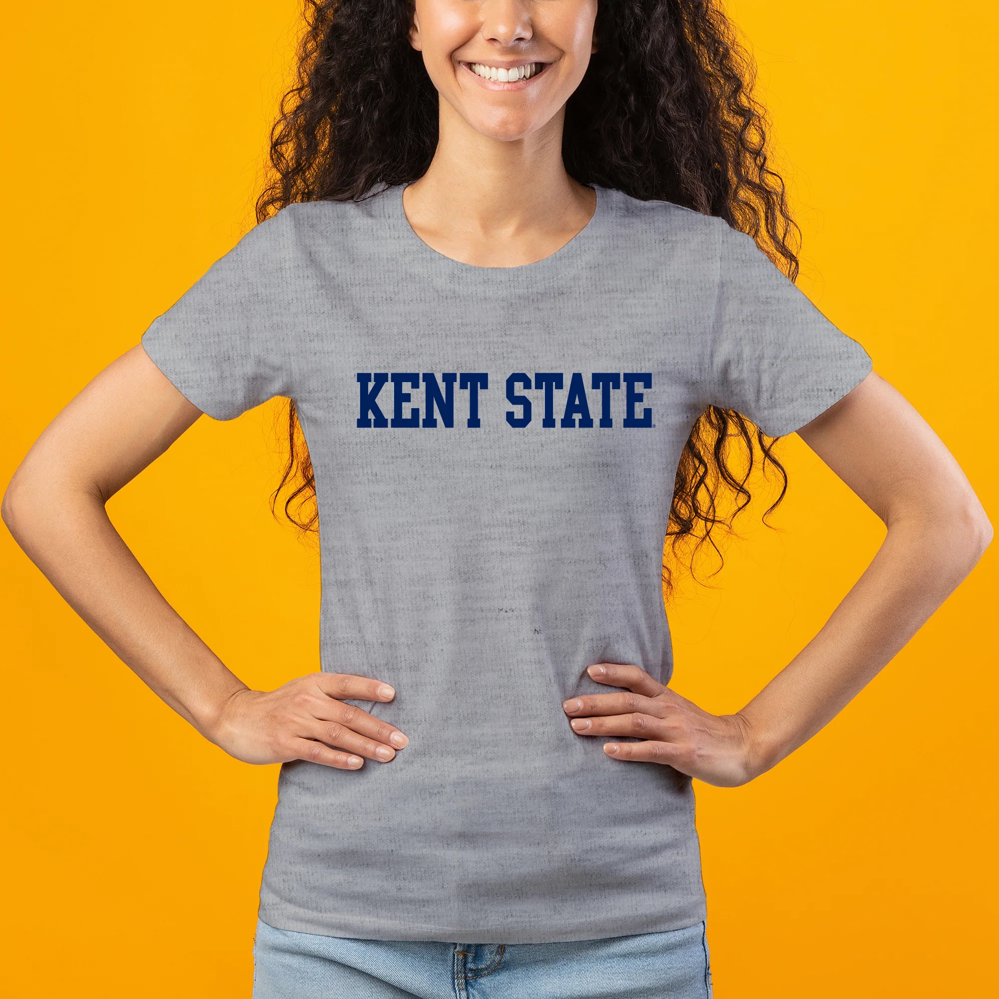 Kent State Golden Flashes Basic Block Women's T Shirt - Sport Grey - Image 3