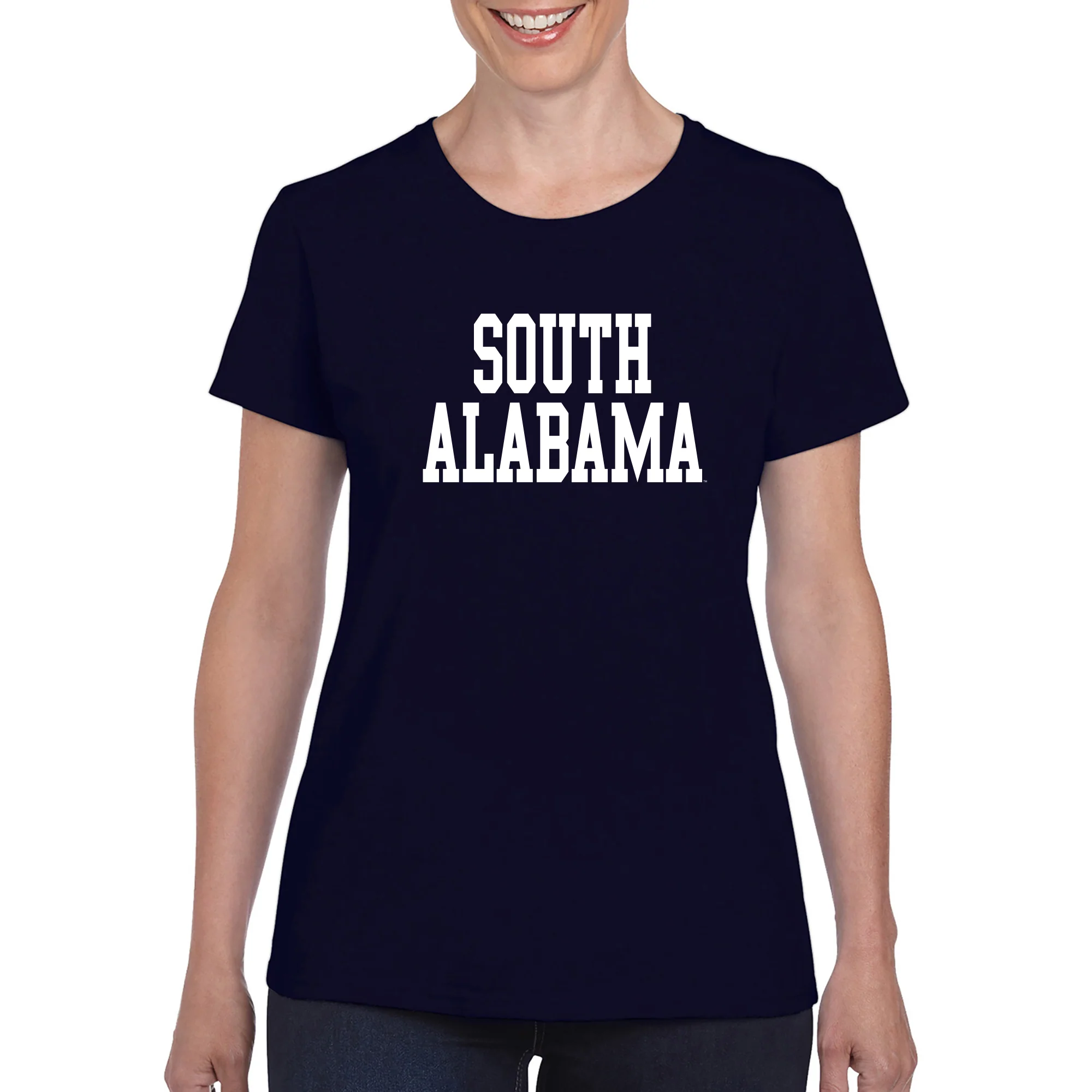South Alabama Jaguars Basic Block Womens T Shirt - Navy - Image 3