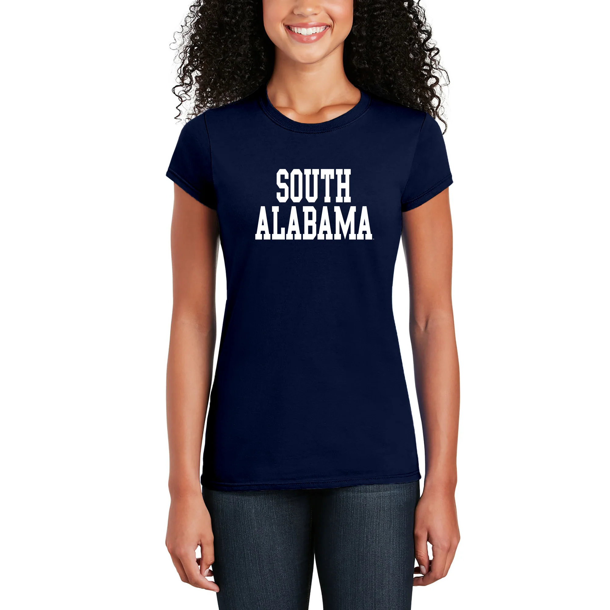 South Alabama Jaguars Basic Block Womens T Shirt - Navy - Image 4