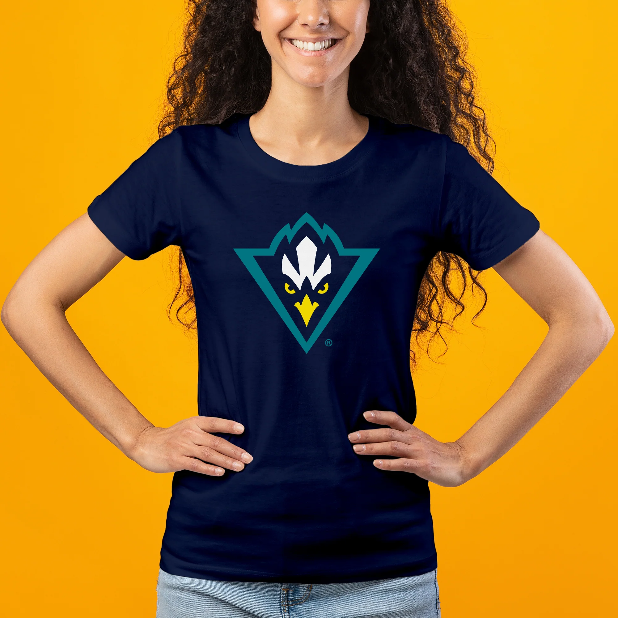 UNC Wilmington Seahawks Primary Logo Women's T Shirt - Navy - Image 4