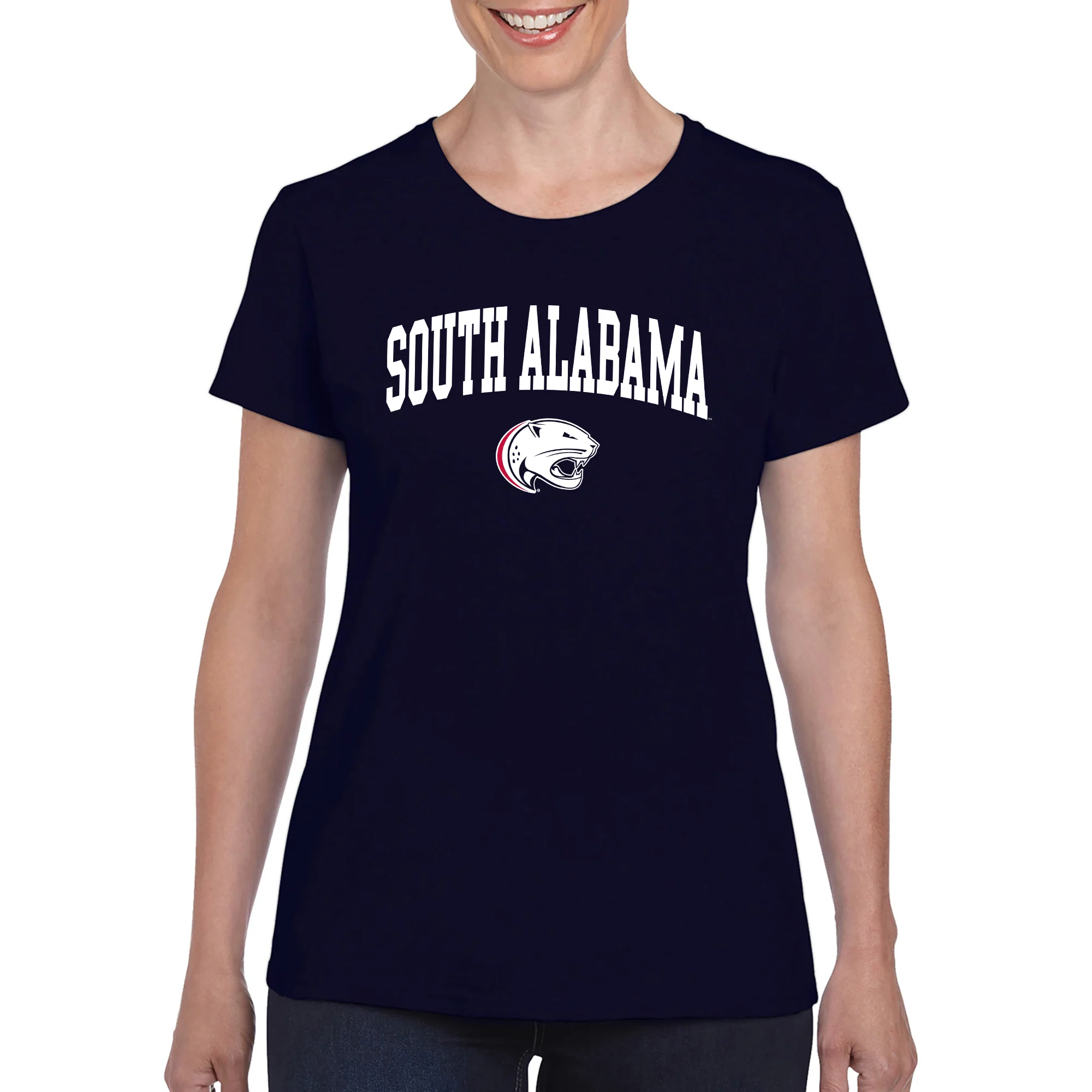South Alabama Jaguars Arch Logo Womens T Shirt - Navy - Image 3