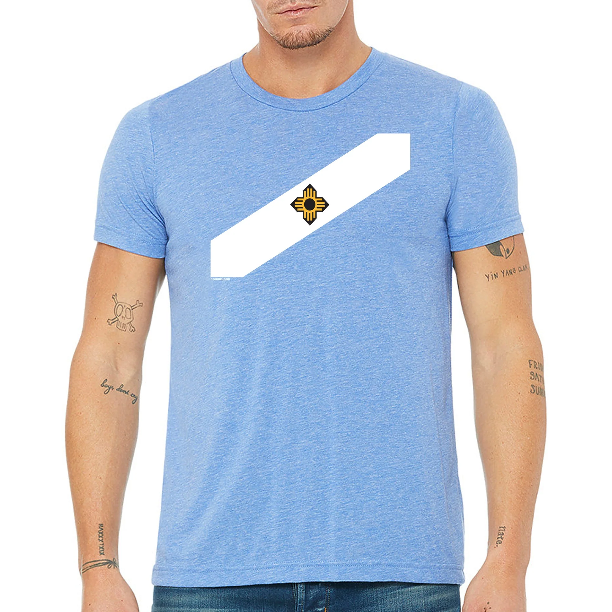 Madison City Flag Triblend T-shirt - Blue Triblend - Image 3