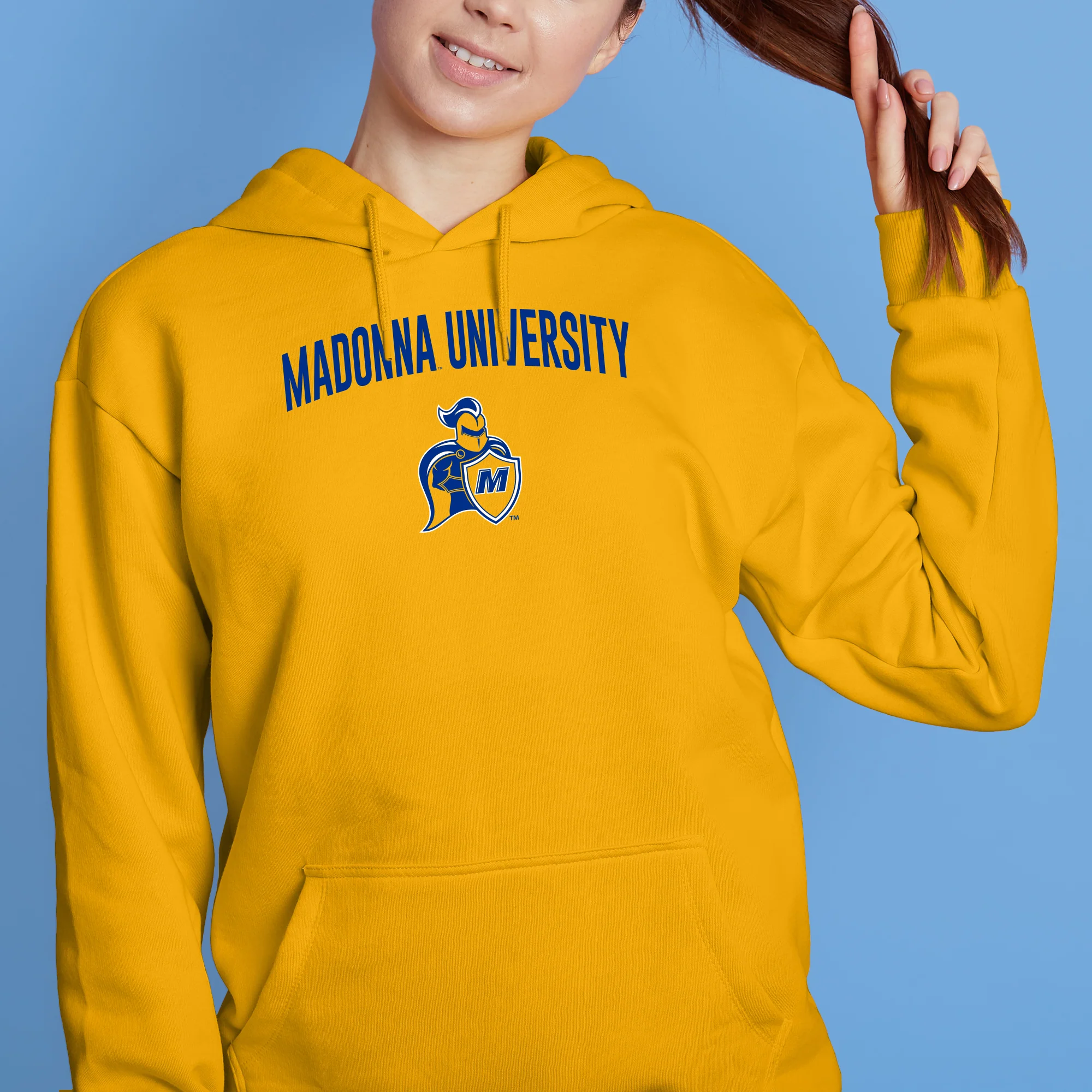 Madonna Arch Logo Hoodie - Gold - Image 4