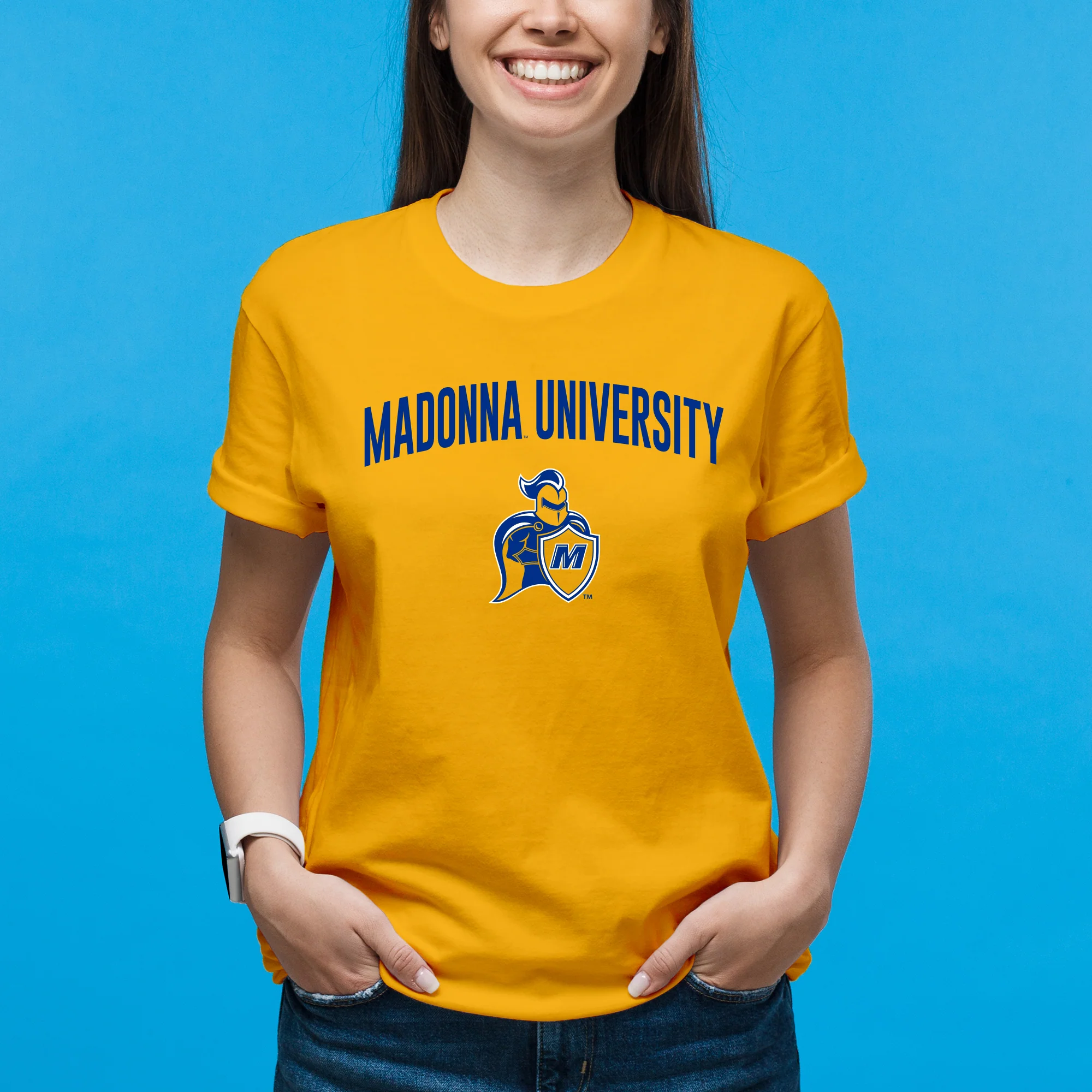 Madonna Arch Logo T-Shirt - Gold - Image 3