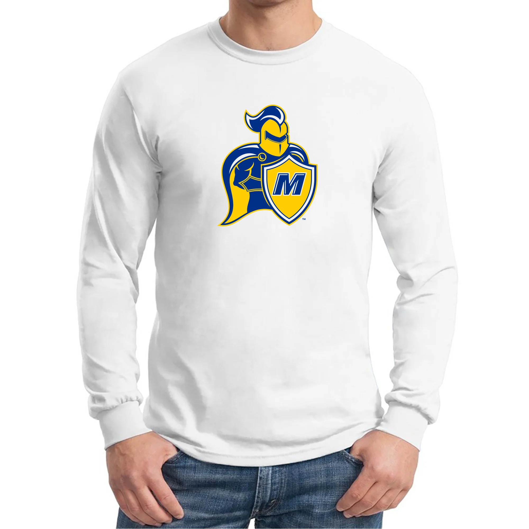 Madonna University Crusaders Primary Logo Long Sleeve T-Shirt - White - Image 3