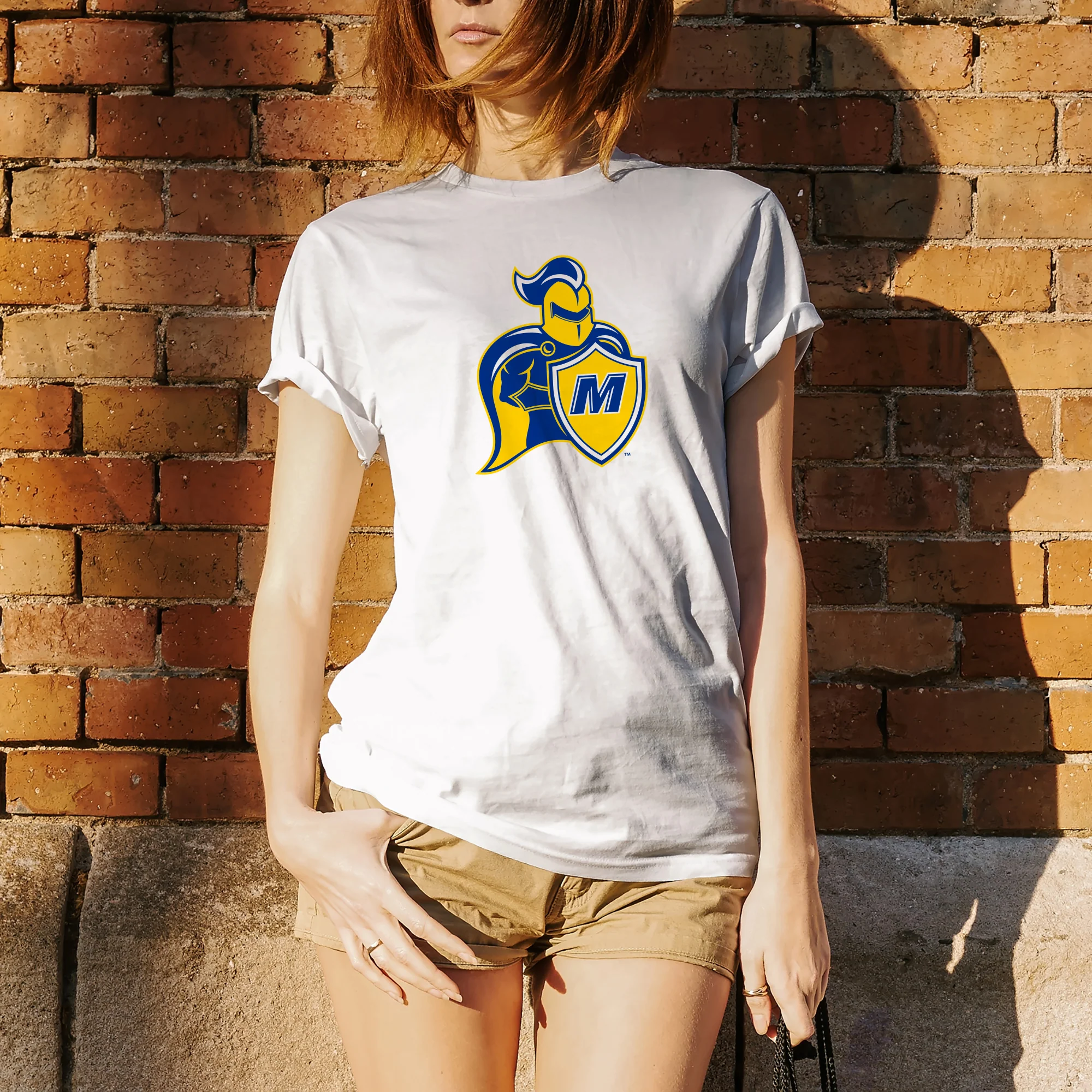 Madonna University Crusaders Primary Logo T-Shirt - White - Image 4