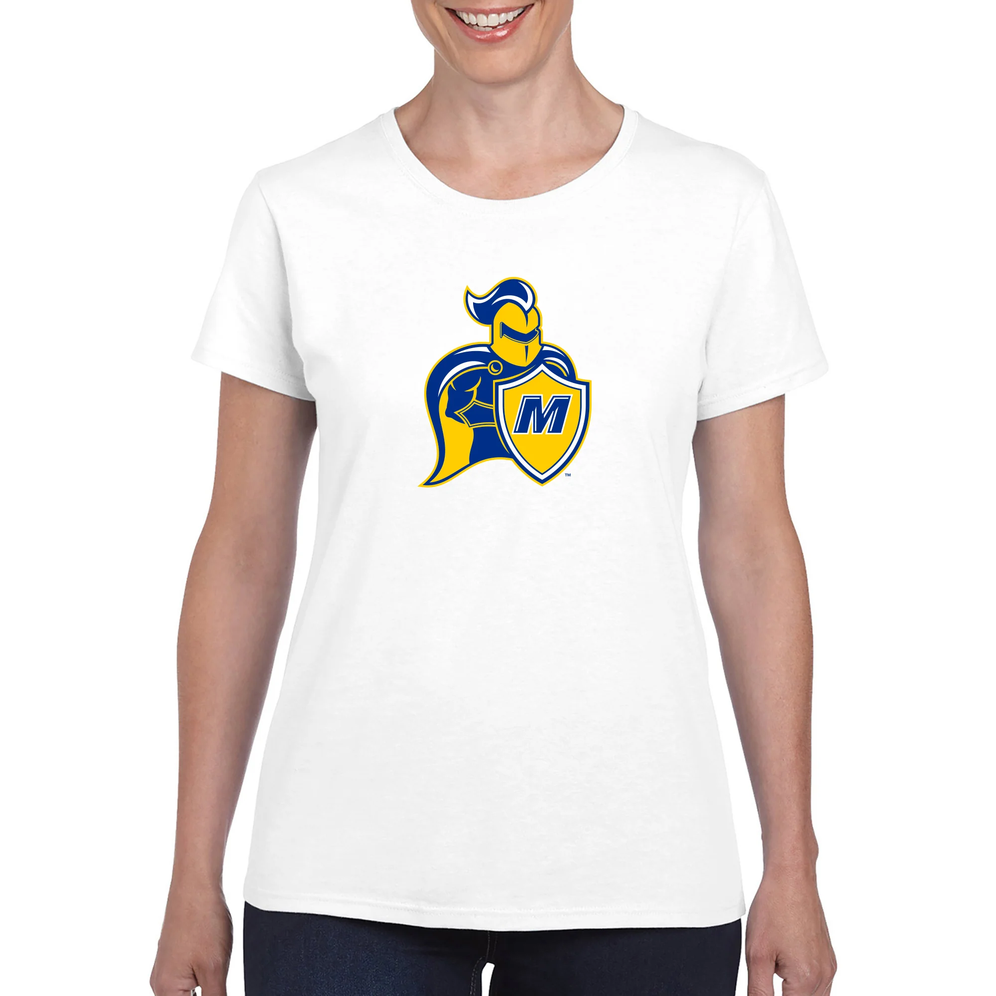 Madonna University Crusaders Primary Logo Women s T-Shirt - White - Image 3