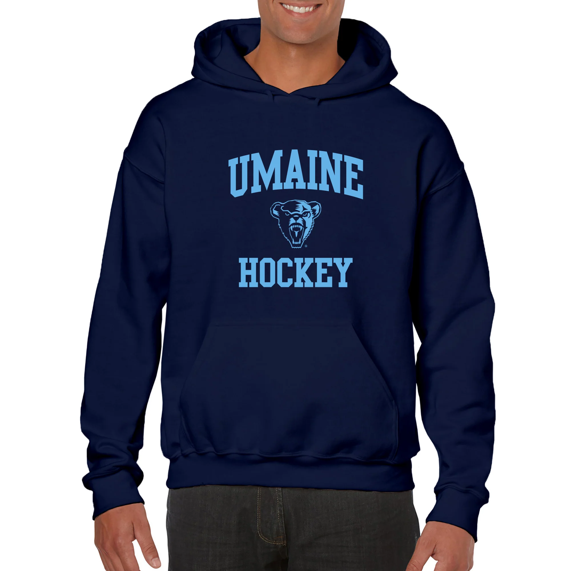 Maine Arch Logo Hockey Hoodie - Navy - Image 3