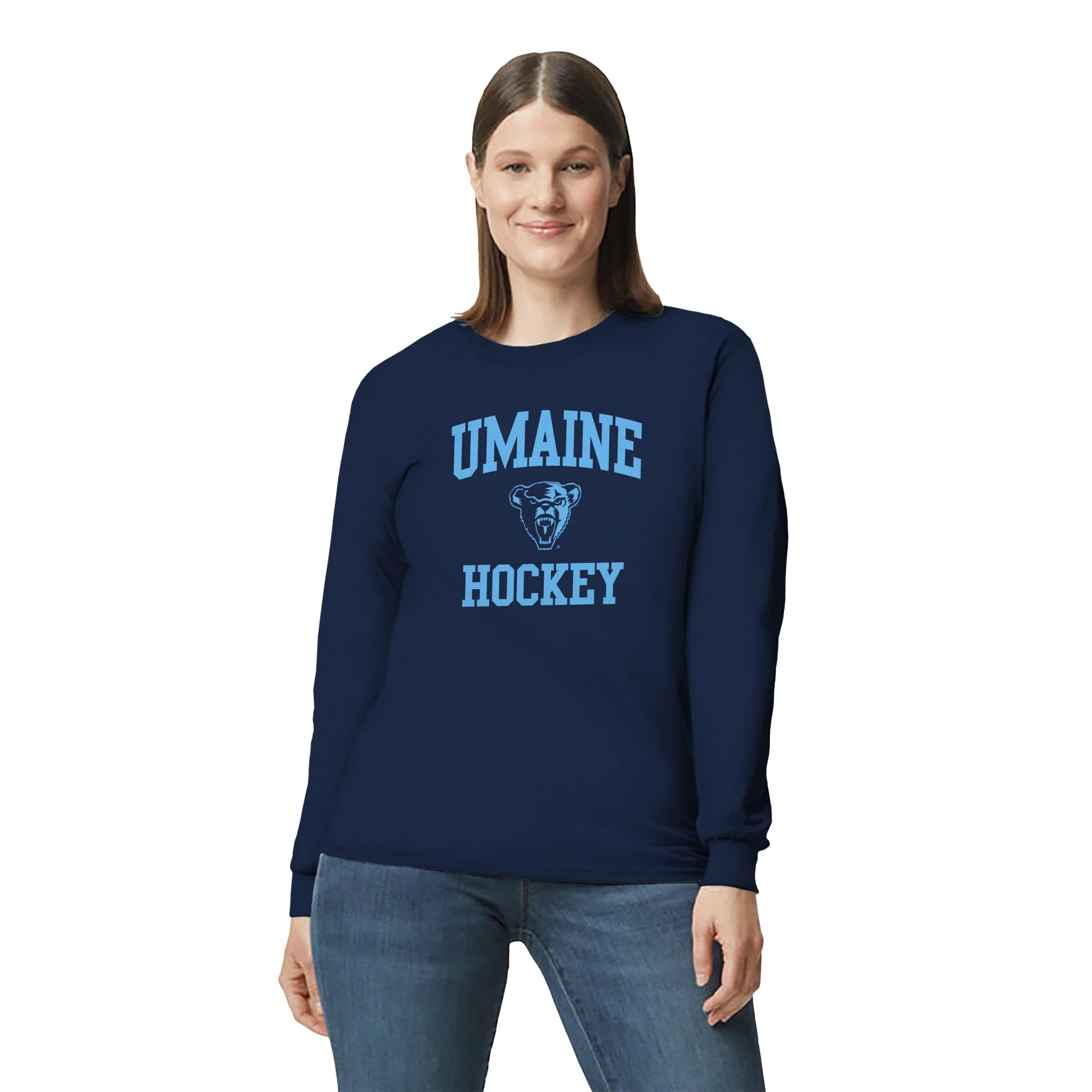 Maine Arch Logo Hockey Long Sleeve - Navy - Image 4