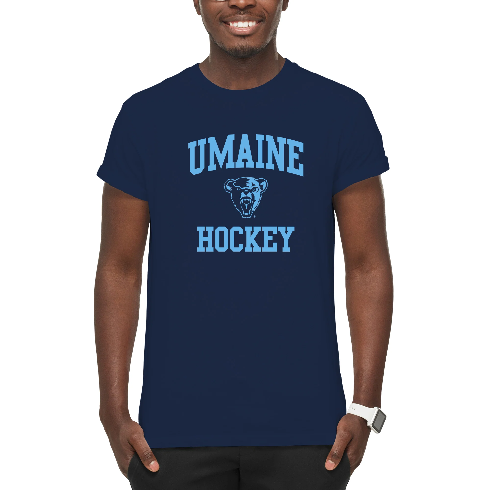 Maine Arch Logo Hockey T-Shirt - Navy - Image 3