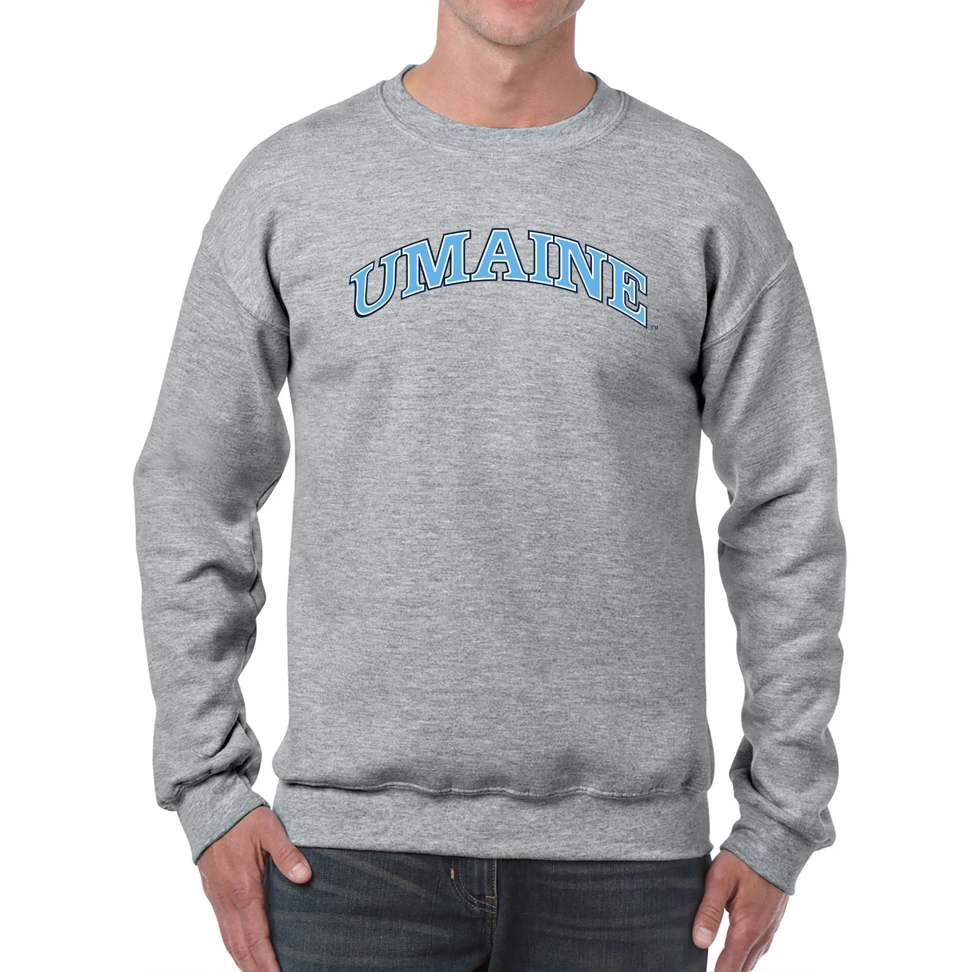 Maine Black Bears Arch Logo Crewneck Sweatshirt - Sport Grey - Image 3