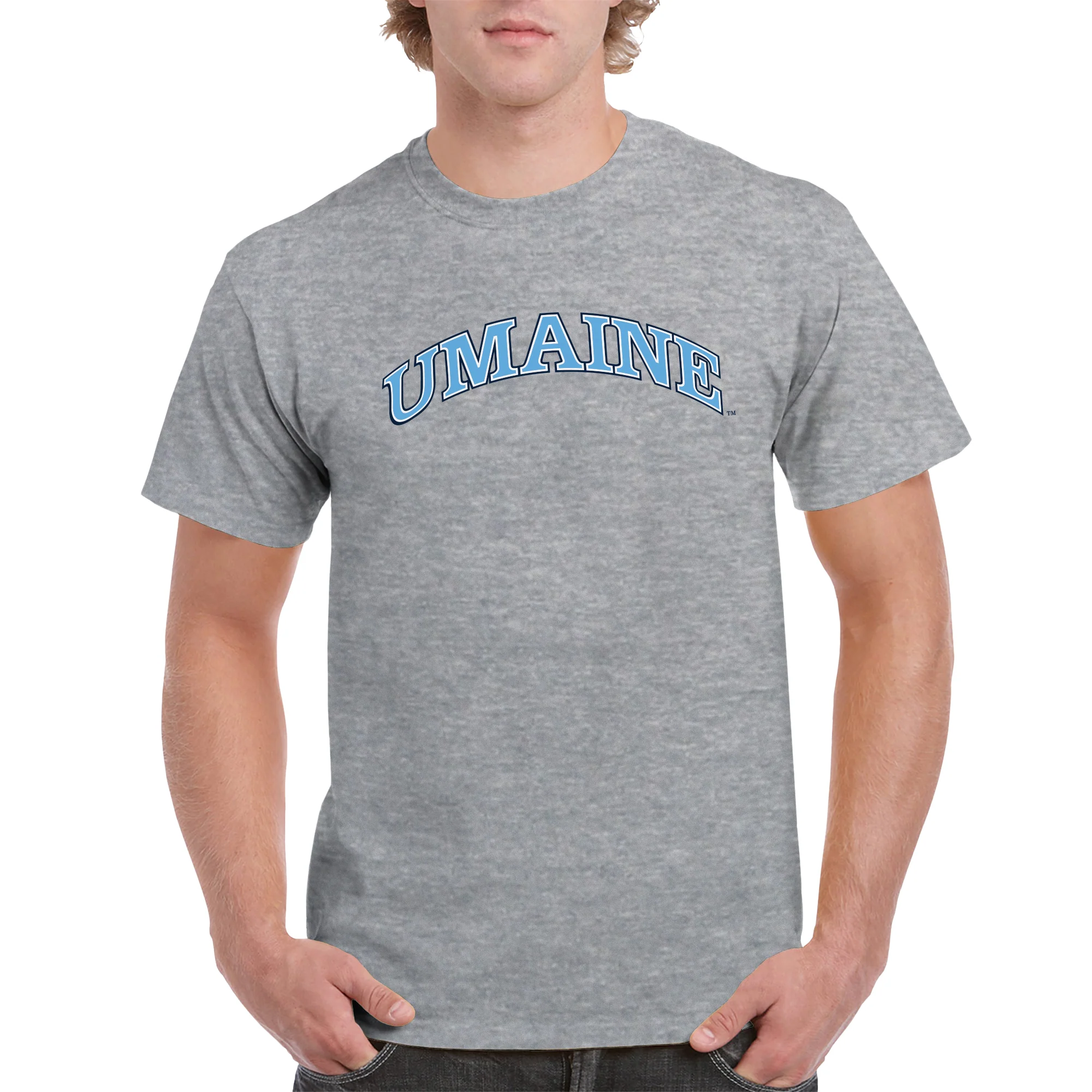Maine Black Bears Arch Logo T Shirt - Sport Grey - Image 4