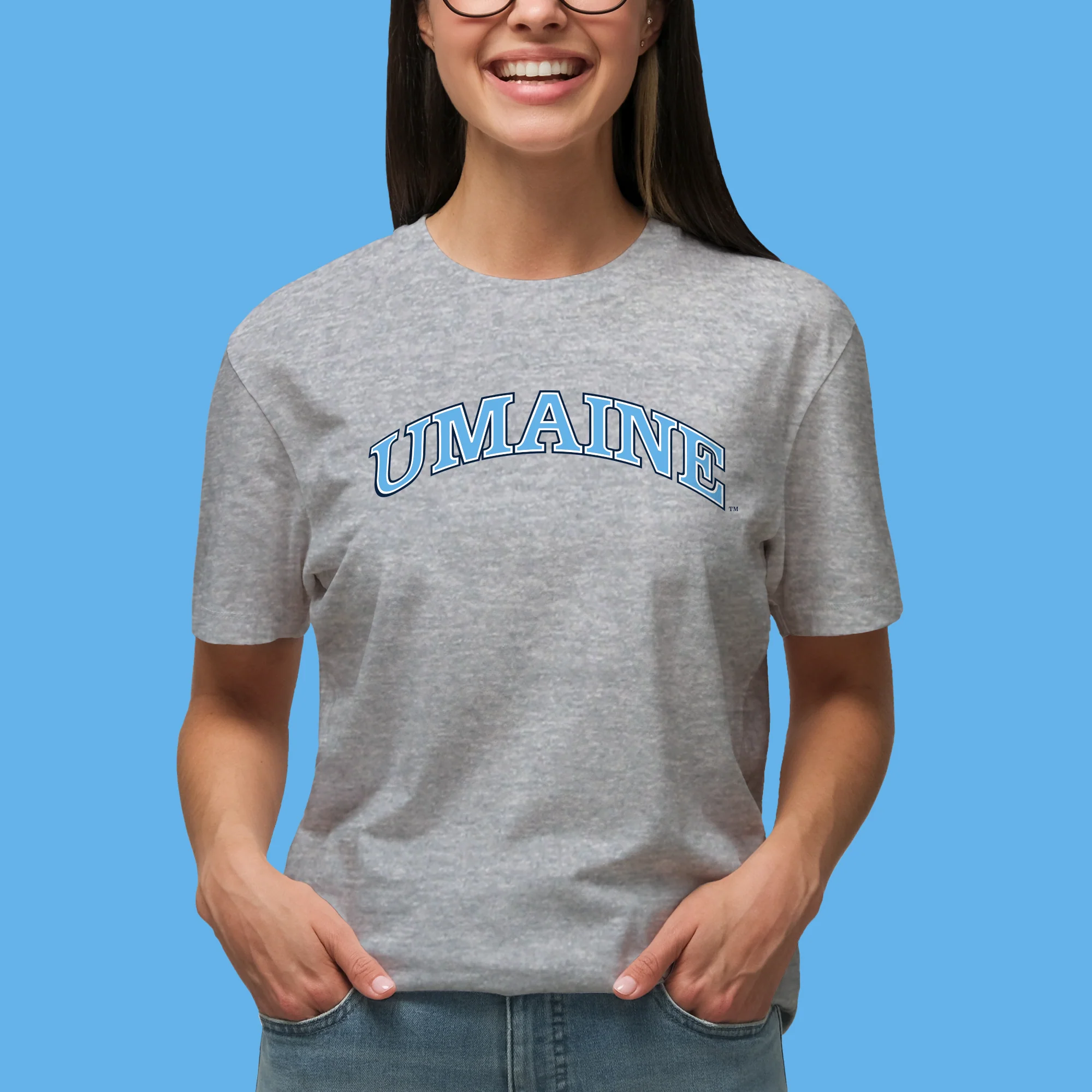Maine Black Bears Arch Logo T Shirt - Sport Grey - Image 5