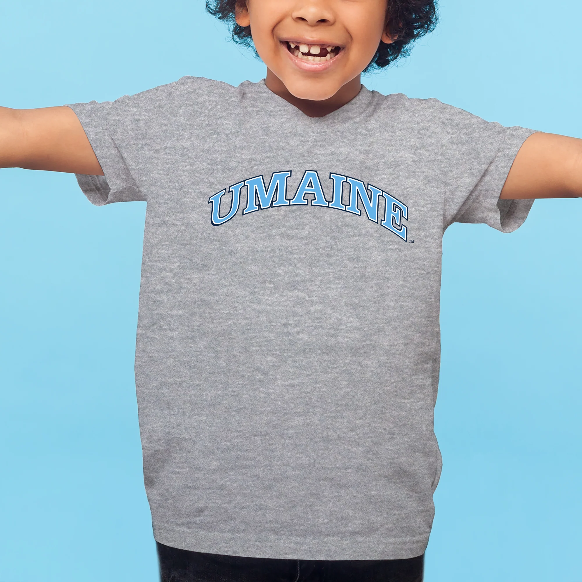 Maine Black Bears Arch Logo Youth T Shirt - Sport Grey - Image 4