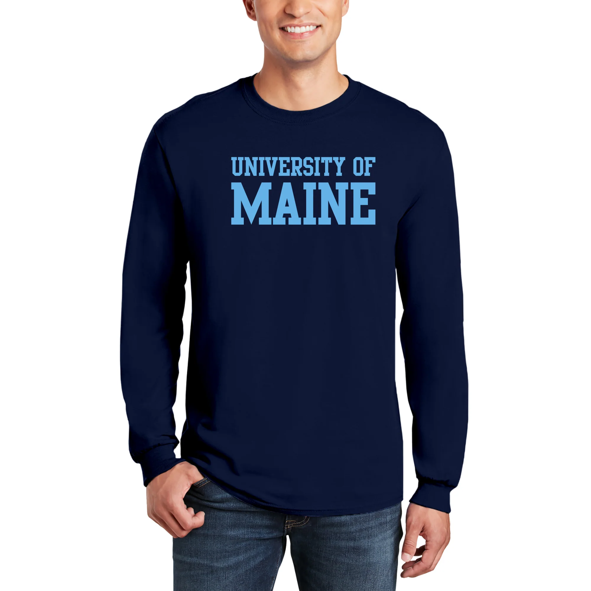 Maine Black Bears Basic Block Long Sleeve T Shirt - Navy - Image 3