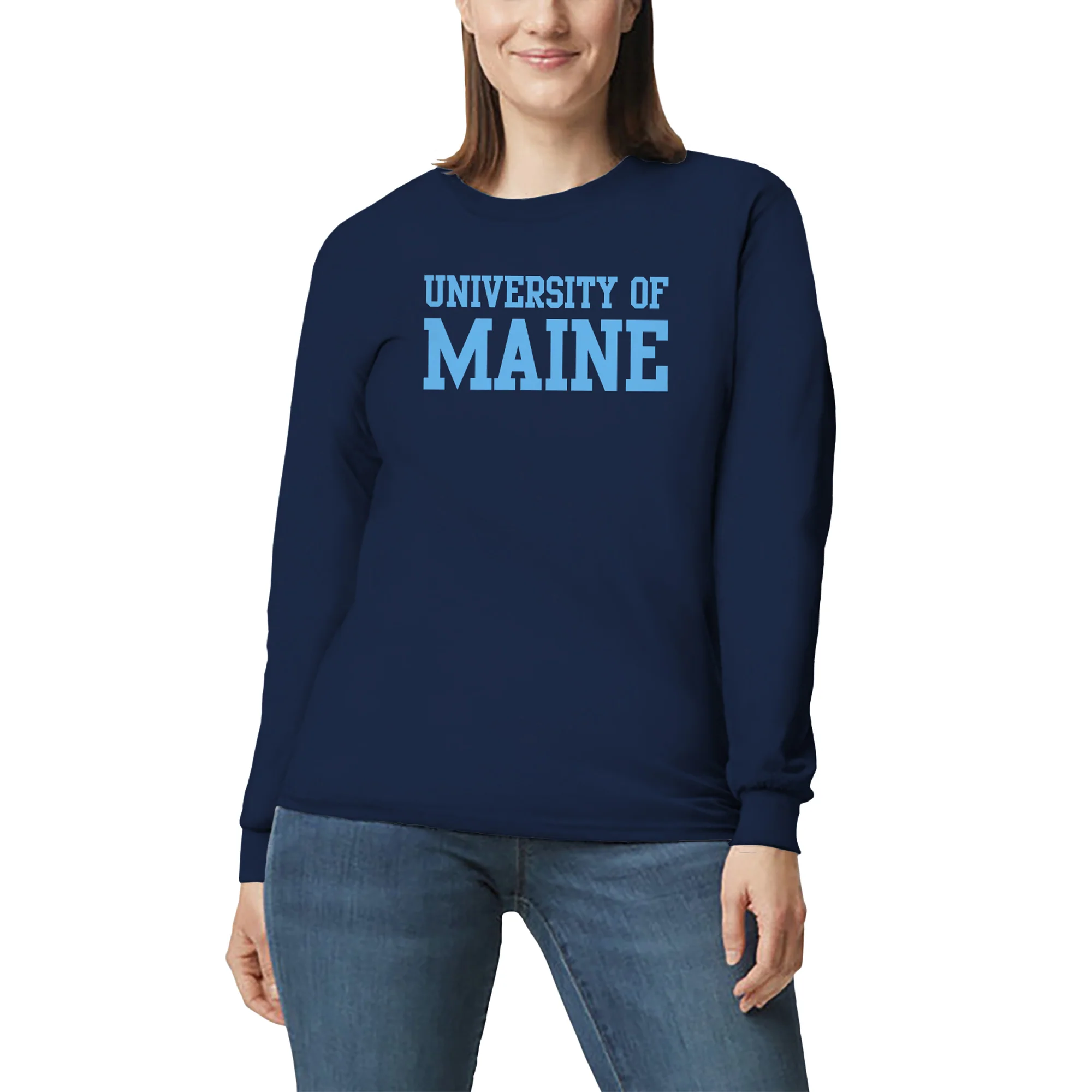 Maine Black Bears Basic Block Long Sleeve T Shirt - Navy - Image 4