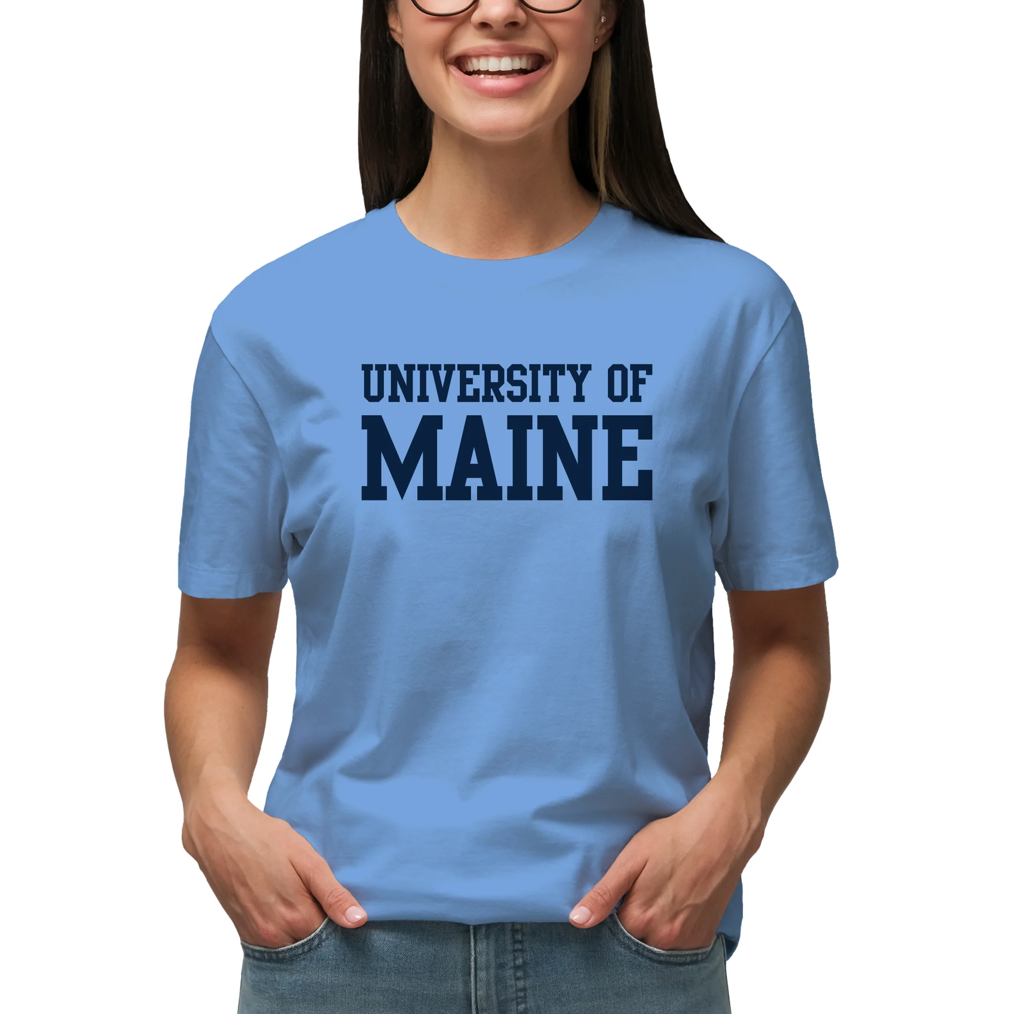 Maine Black Bears Basic Block T Shirt - Carolina Blue - Image 4