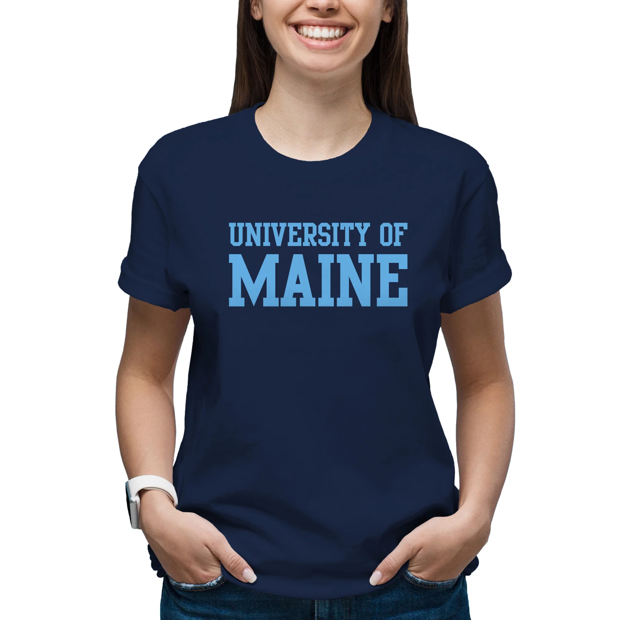 Maine Black Bears Basic Block T Shirt - Navy - Image 5