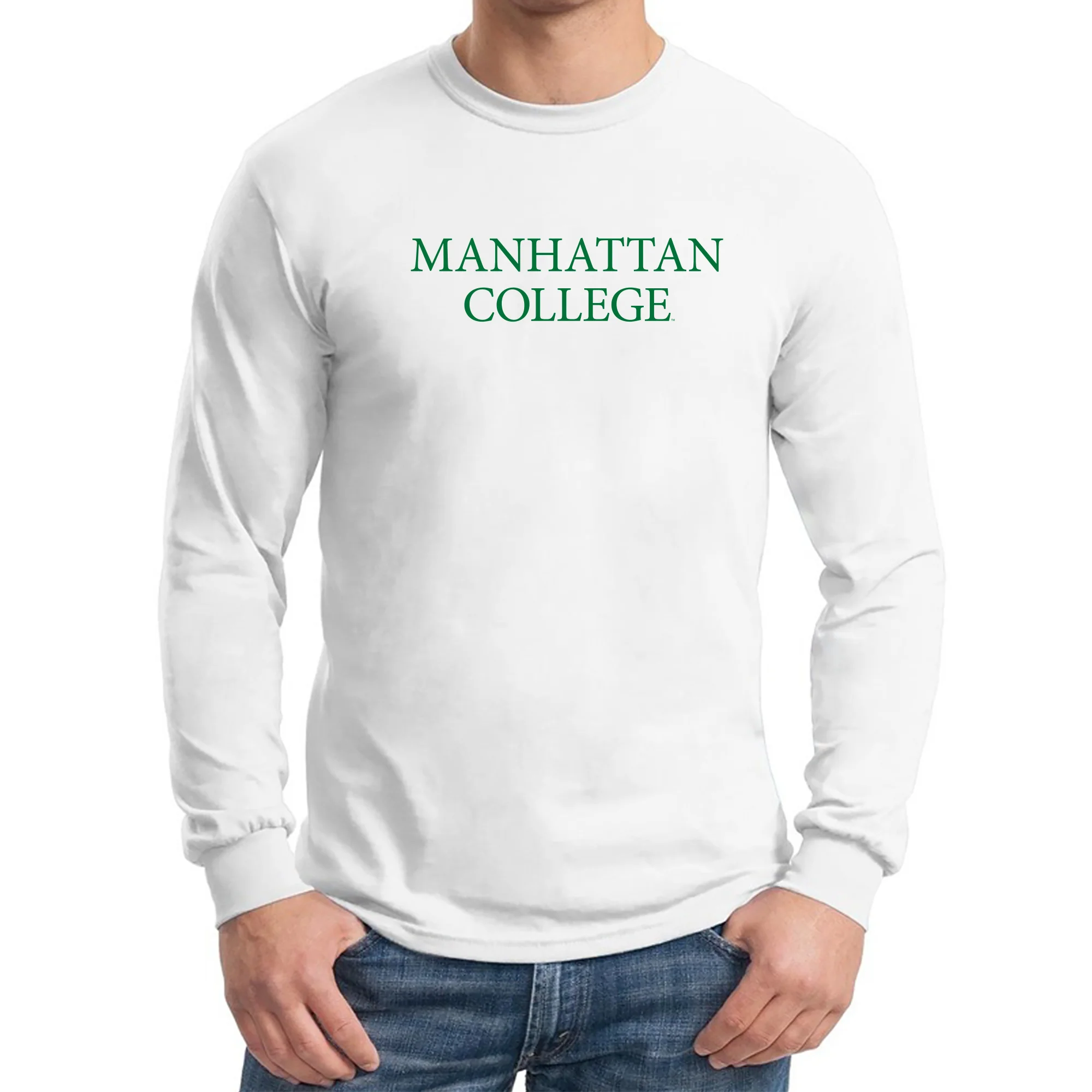 Manhattan College Jaspers Basic Block Long Sleeve T Shirt - White - Image 3