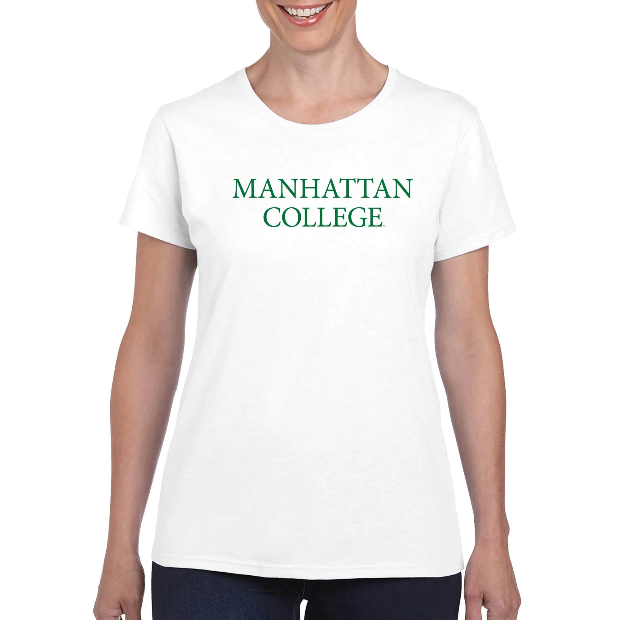Manhattan College Jaspers Basic Block Short Sleeve Women's T Shirt - White - Image 3