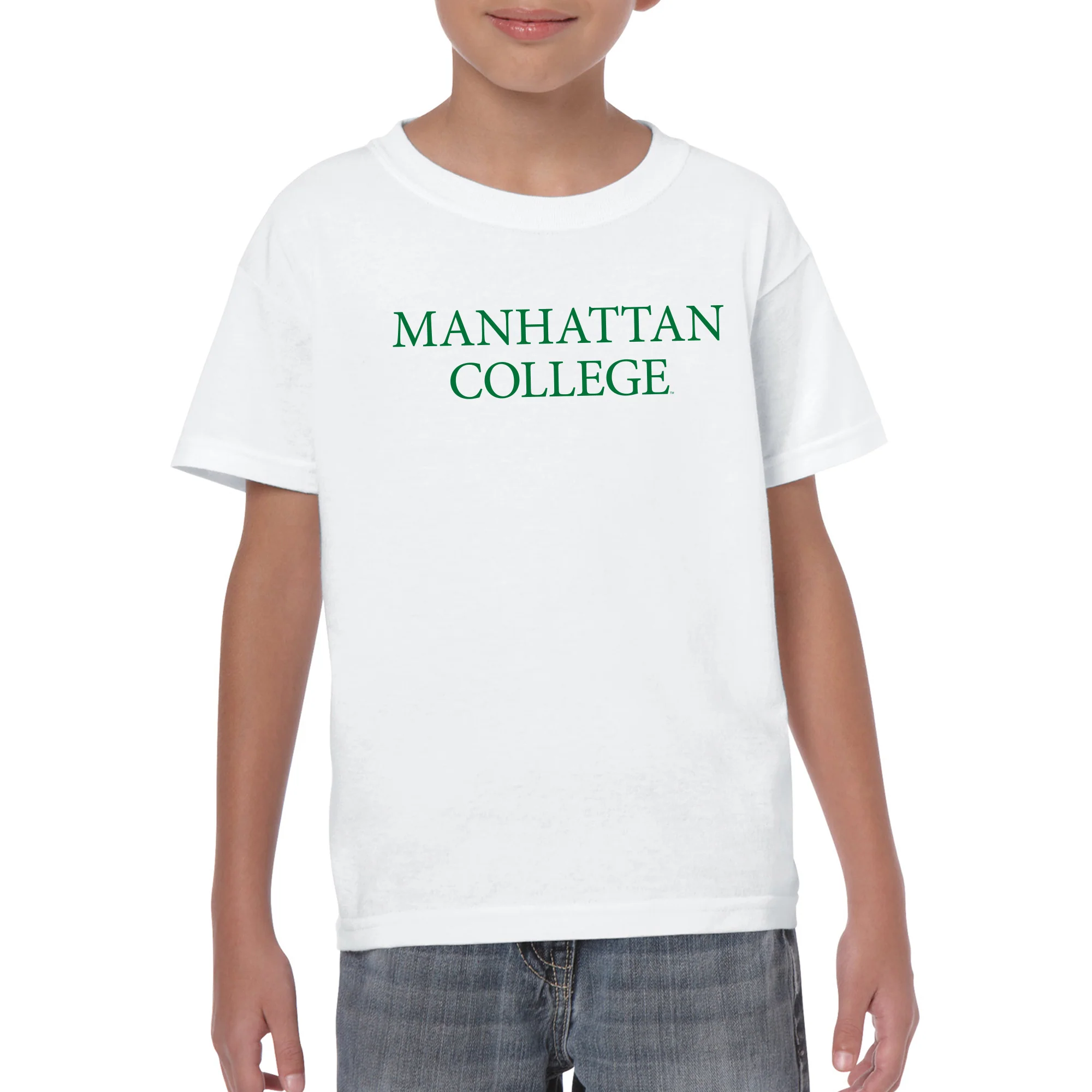 Manhattan College Jaspers Basic Block Short Sleeve Youth T Shirt - White - Image 3