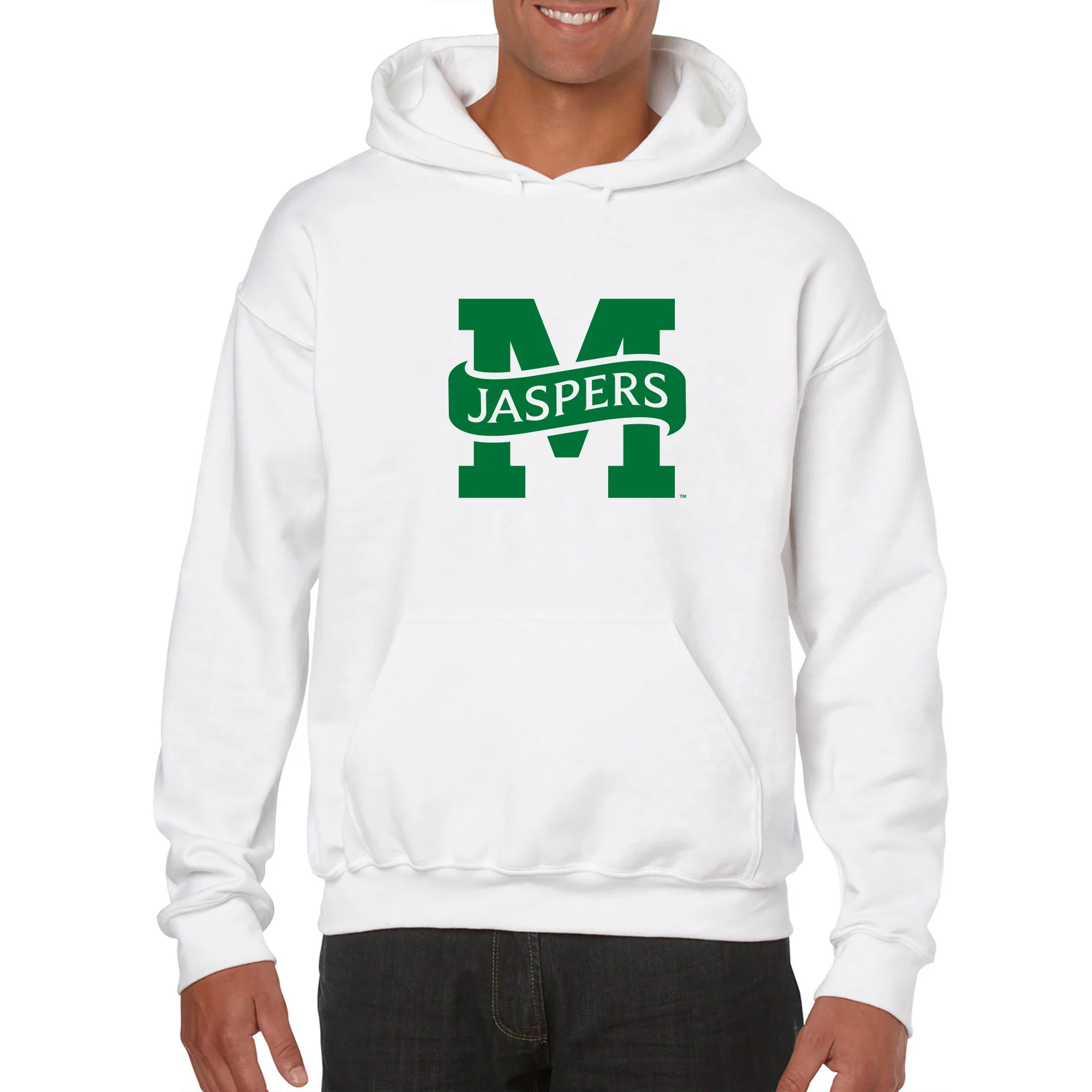 Manhattan College Jaspers Primary Logo Hoodie- White - Image 3