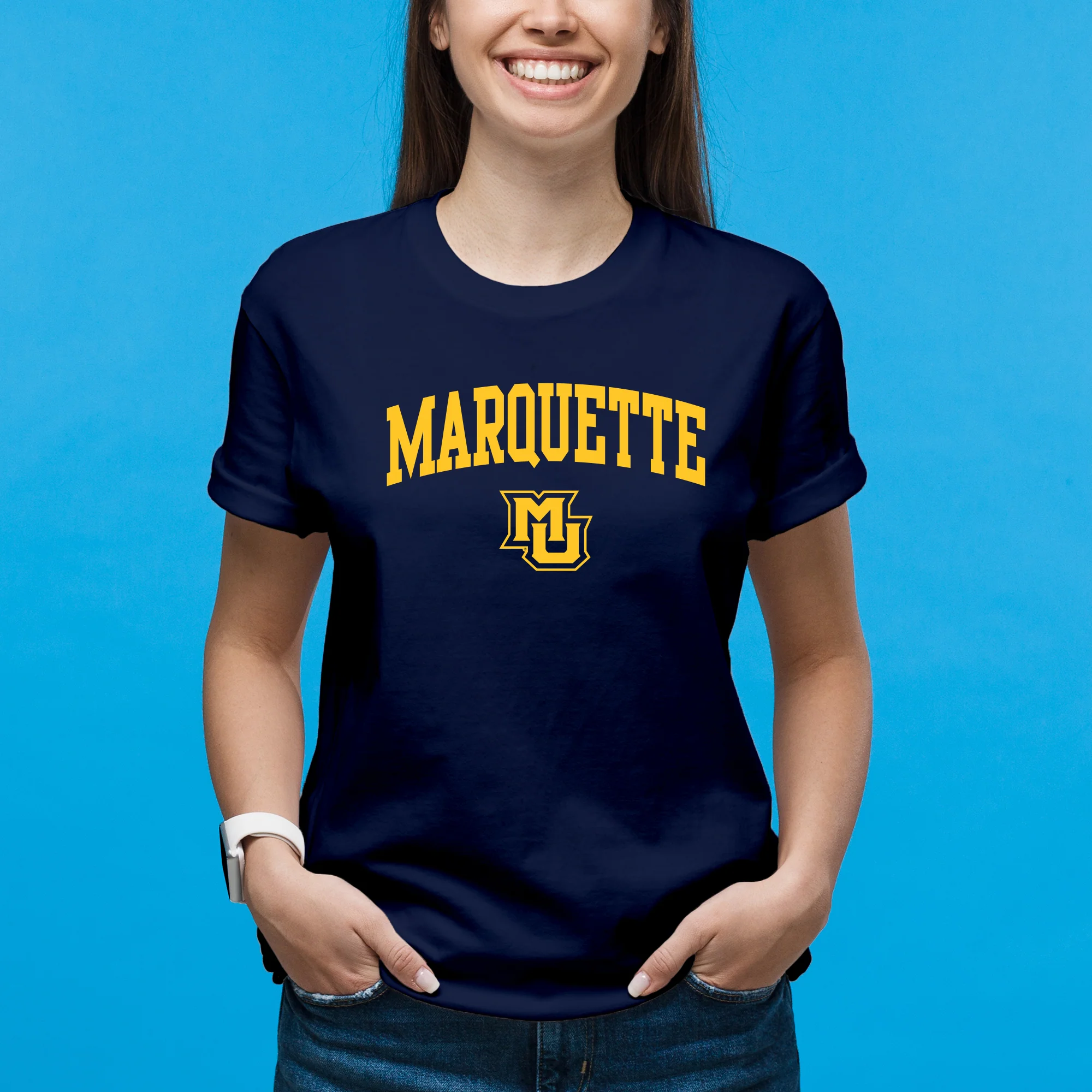 Marquette University Golden Eagles Arch Logo T-Shirt - Navy - Image 4