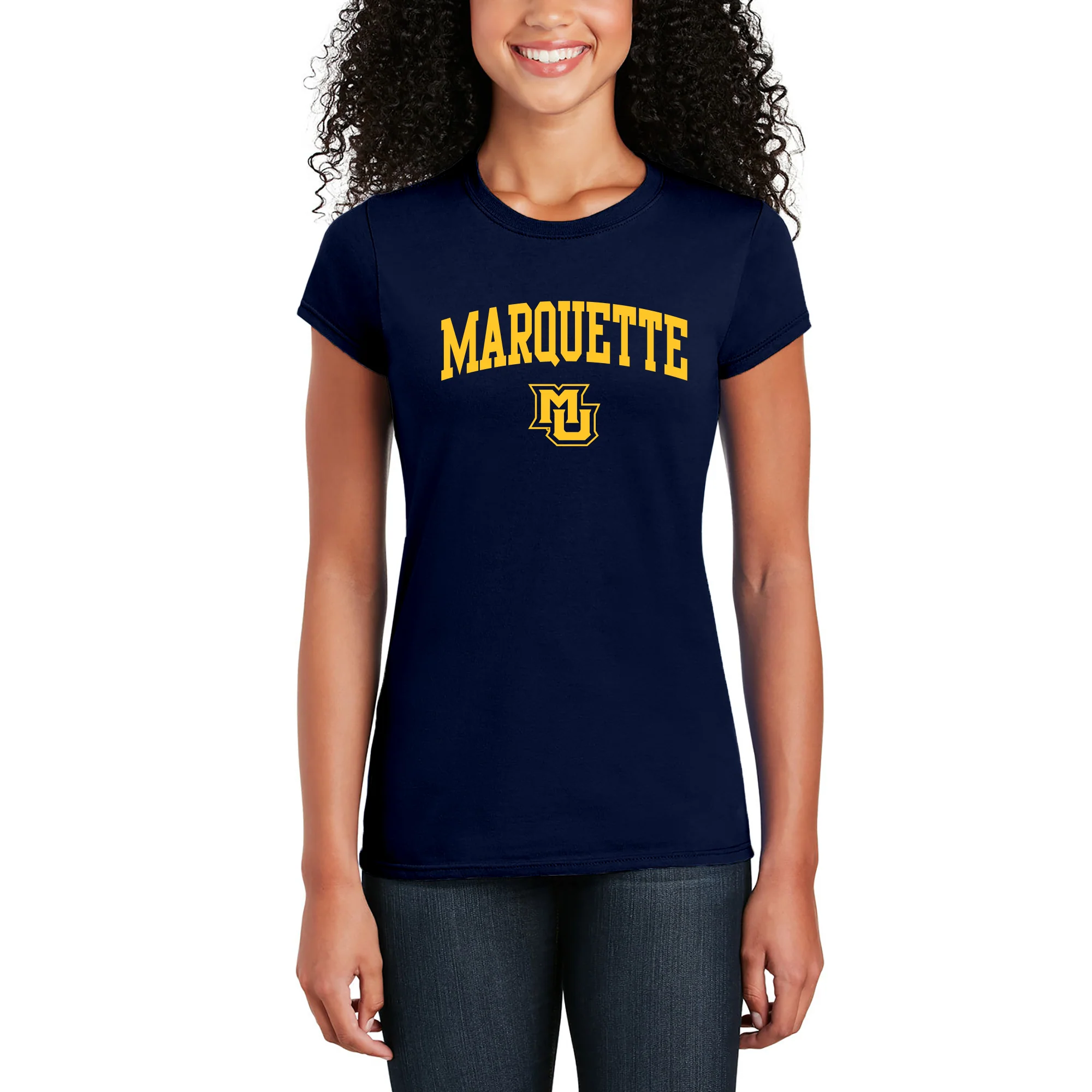 Marquette University Golden Eagles Arch Logo Women's T-Shirt - Navy - Image 4