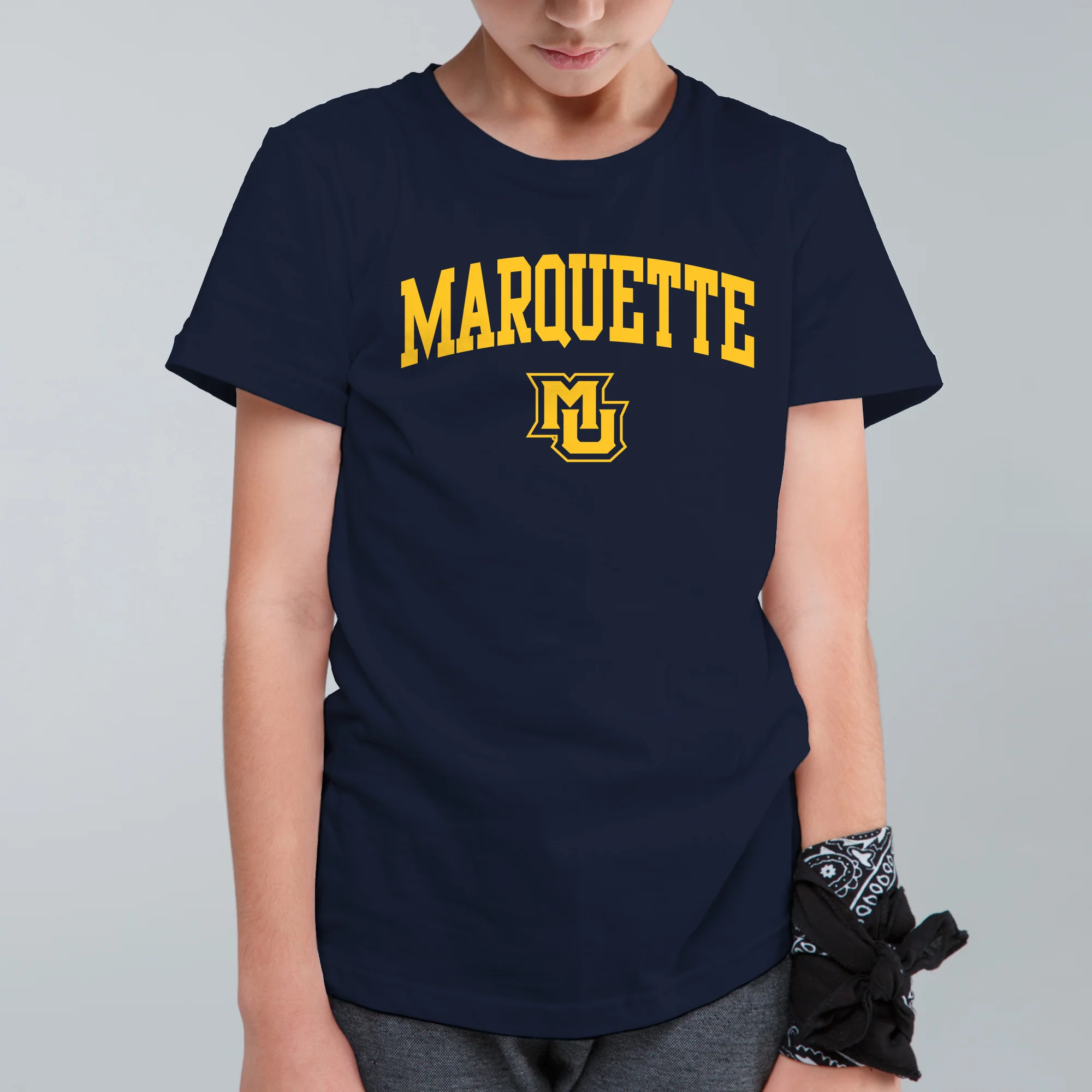 Marquette University Golden Eagles Arch Logo Youth T-Shirt - Navy - Image 3