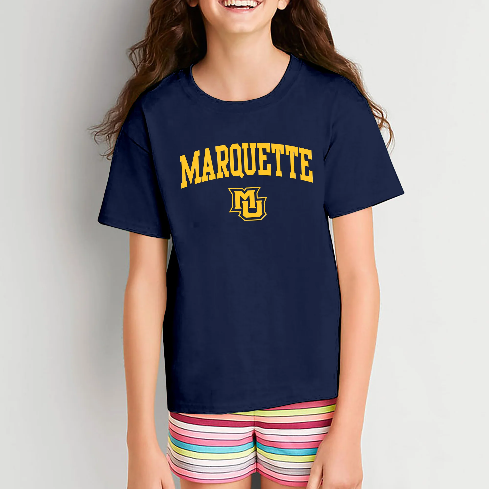 Marquette University Golden Eagles Arch Logo Youth T-Shirt - Navy - Image 4