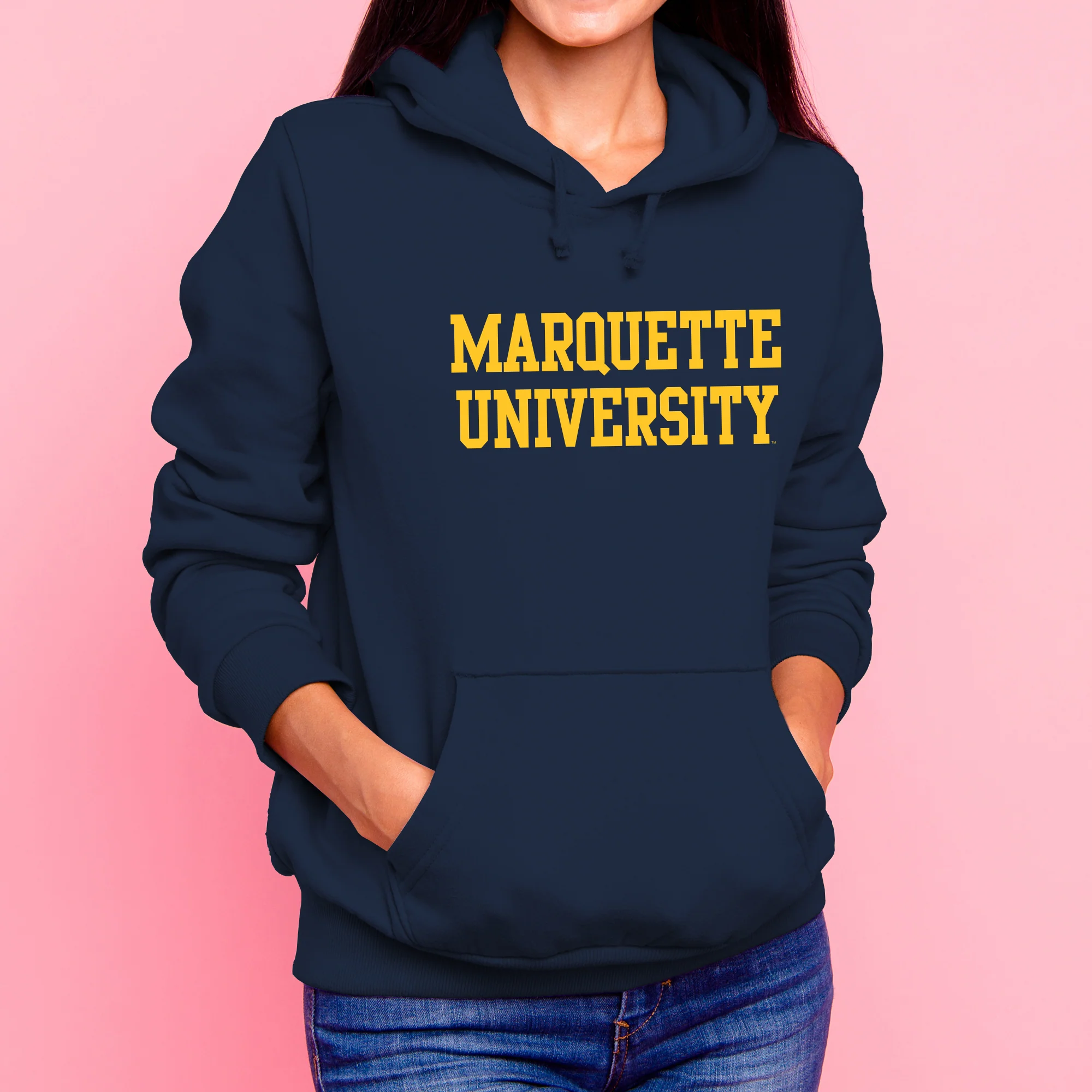 Marquette University Golden Eagles Basic Block Hoodie - Navy - Image 4