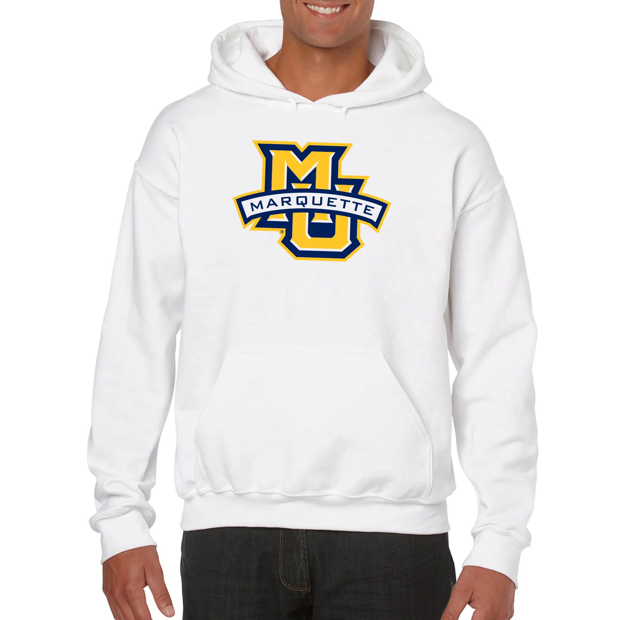Marquette University Golden Eagles Primary Logo Hoodie - White - Image 3