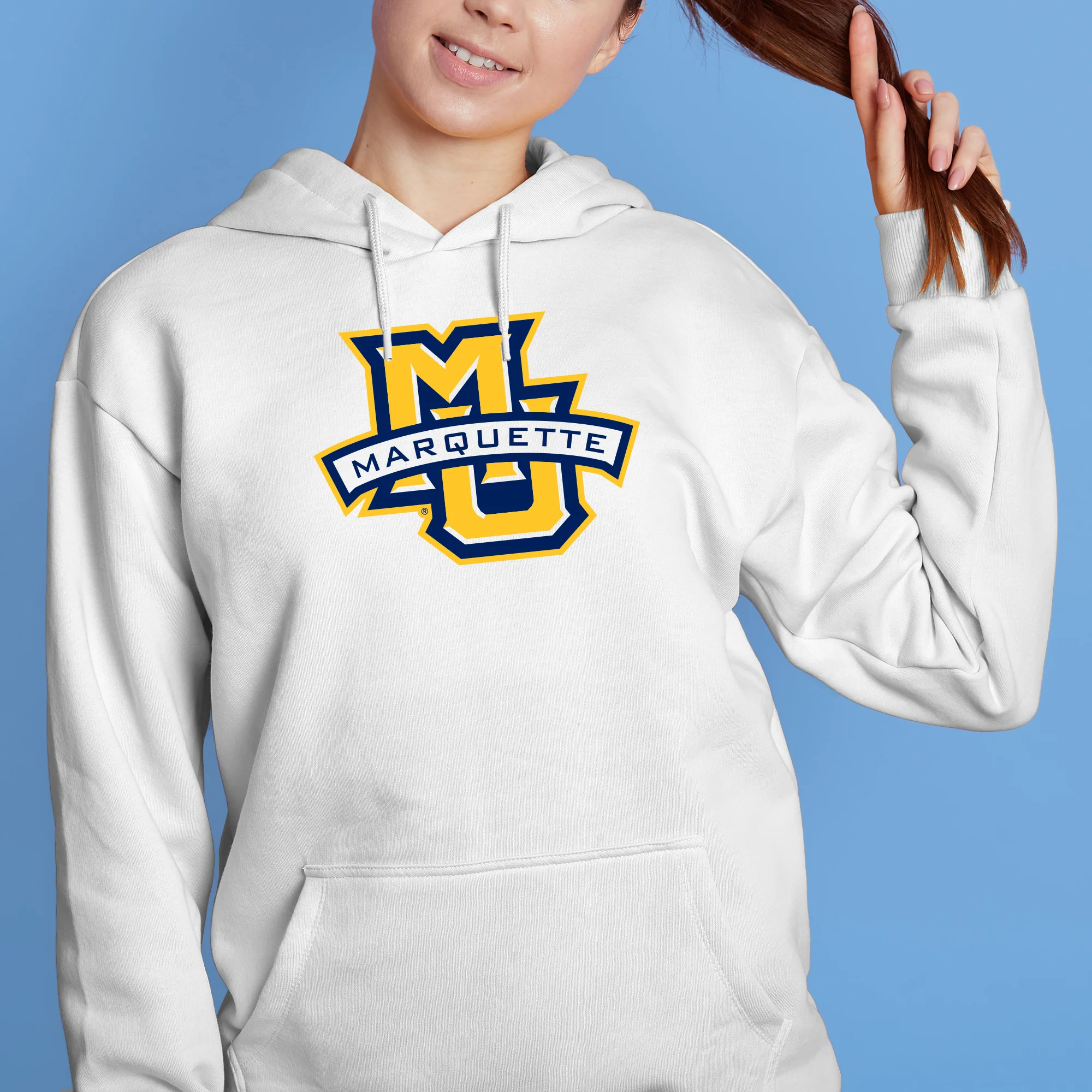 Marquette University Golden Eagles Primary Logo Hoodie - White - Image 4