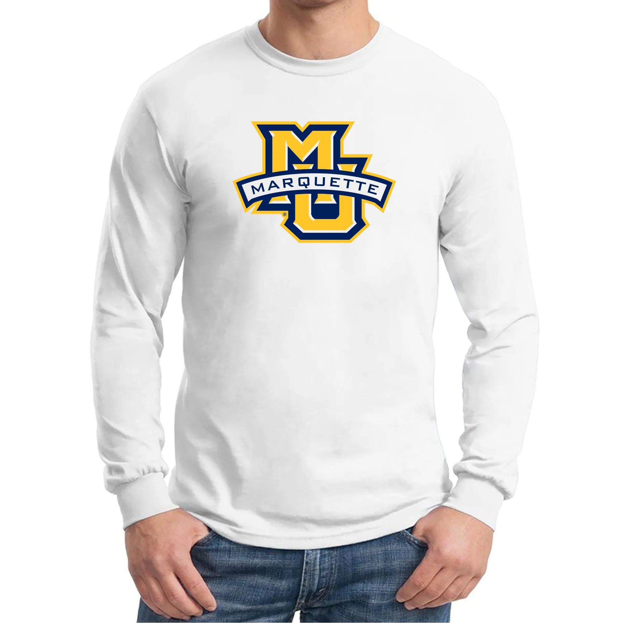 Marquette University Golden Eagles Primary Logo Long Sleeve - White - Image 3