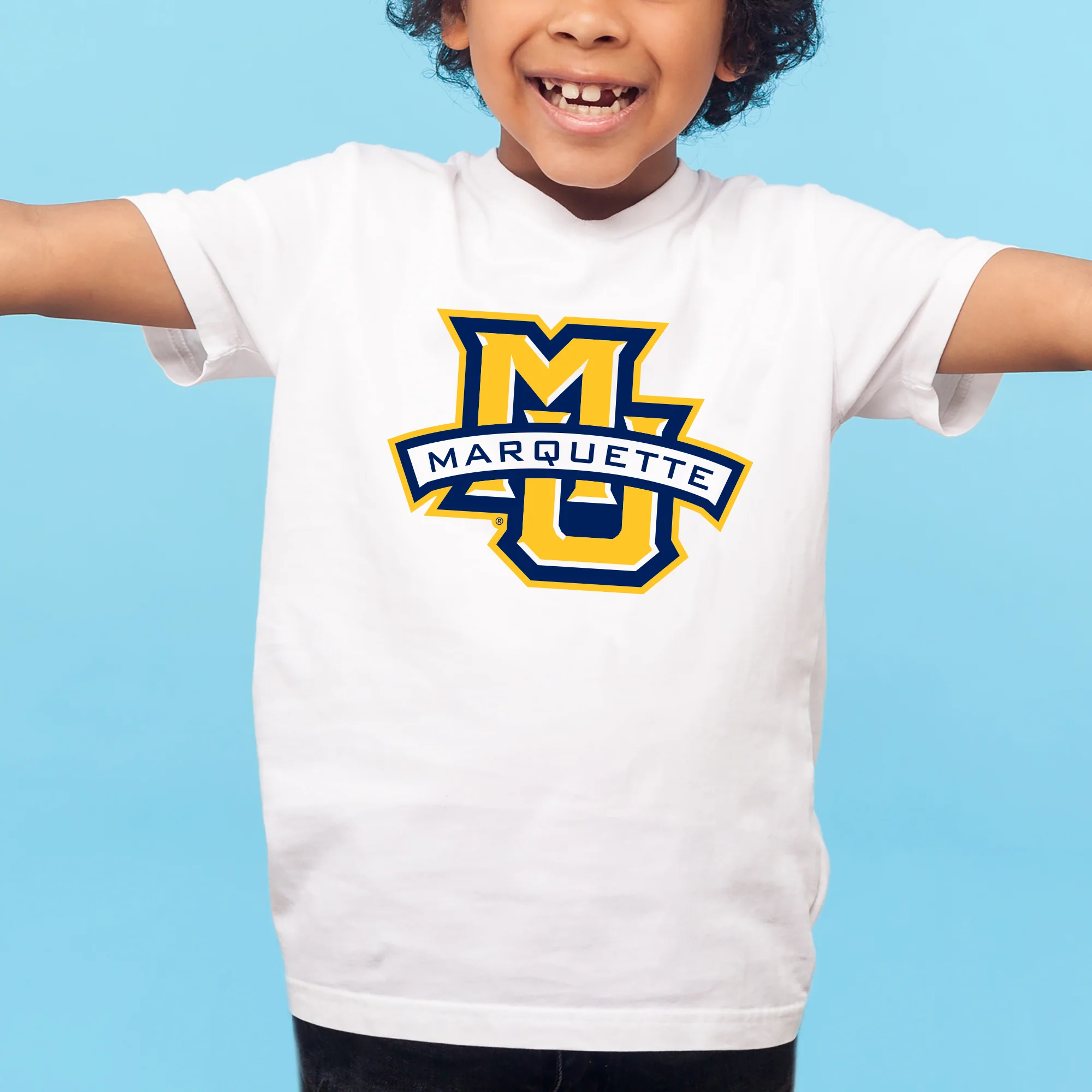 Marquette University Golden Eagles Primary Logo Youth T-Shirt - White - Image 3