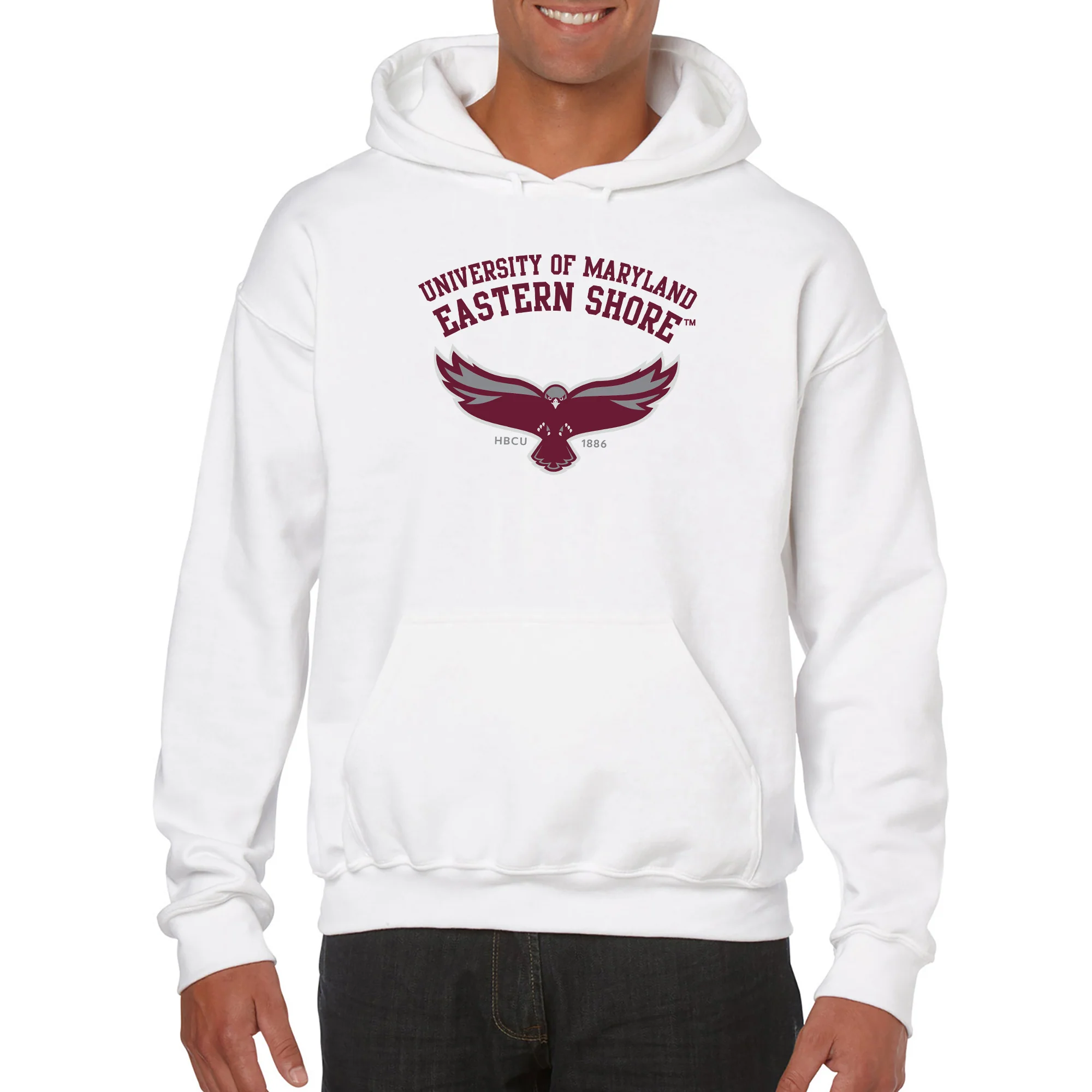 Maryland Eastern Shore Hawks Arch Logo Hoodie - White - Image 3
